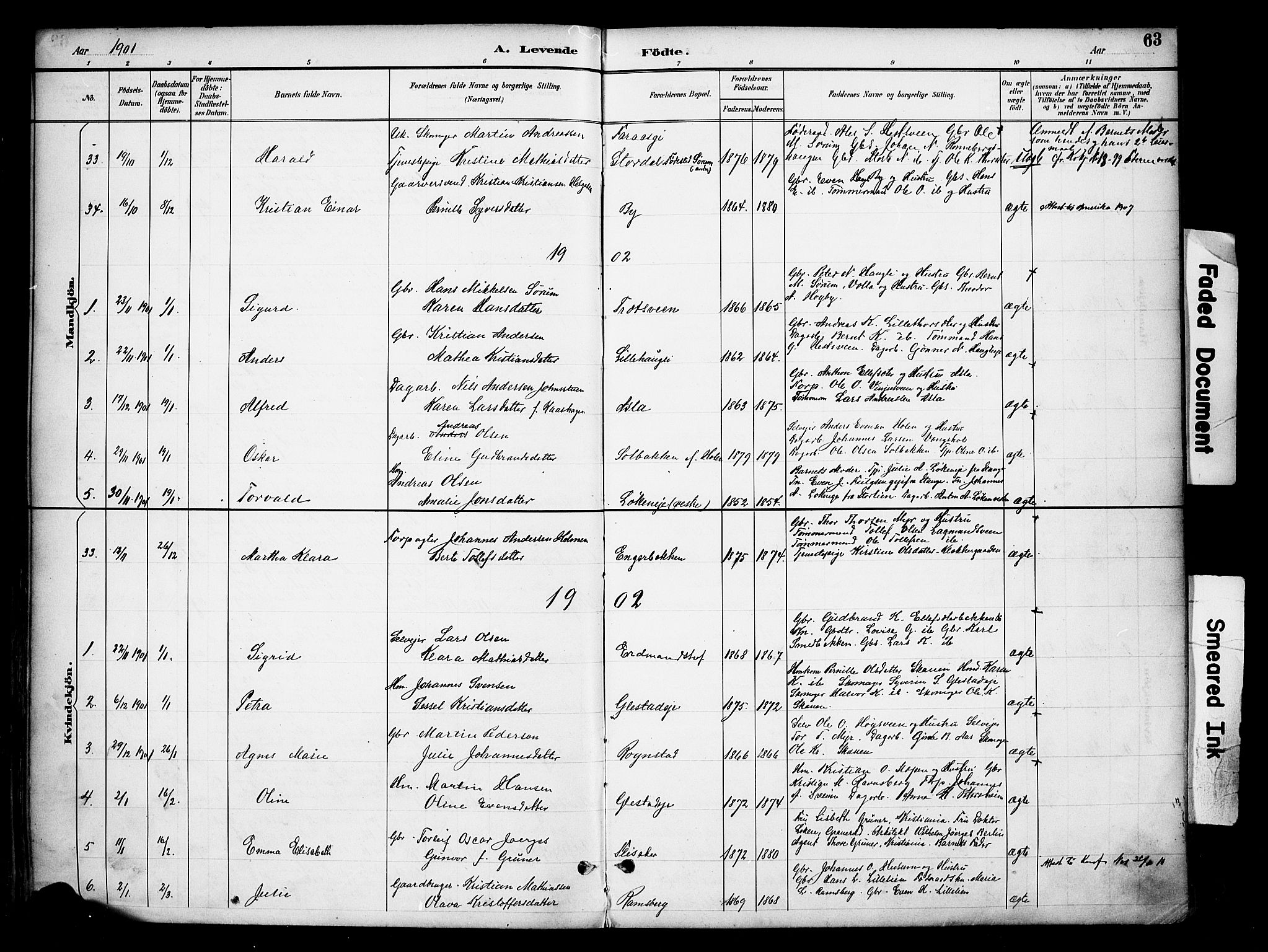 Ringsaker prestekontor, SAH/PREST-014/K/Ka/L0016: Parish register (official) no. 16, 1891-1904, p. 63