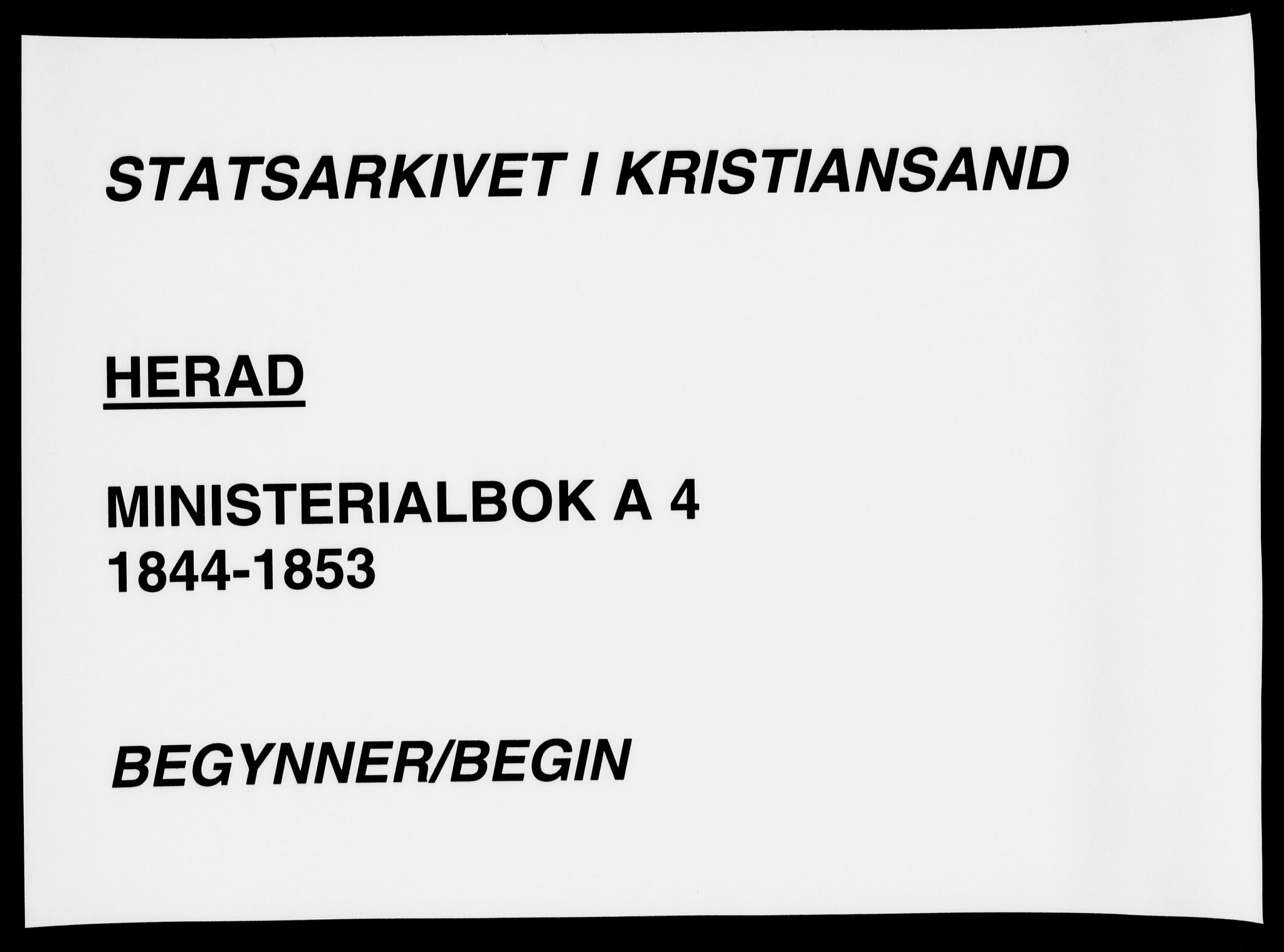 Herad sokneprestkontor, SAK/1111-0018/F/Fa/Faa/L0004: Parish register (official) no. A 4, 1844-1853