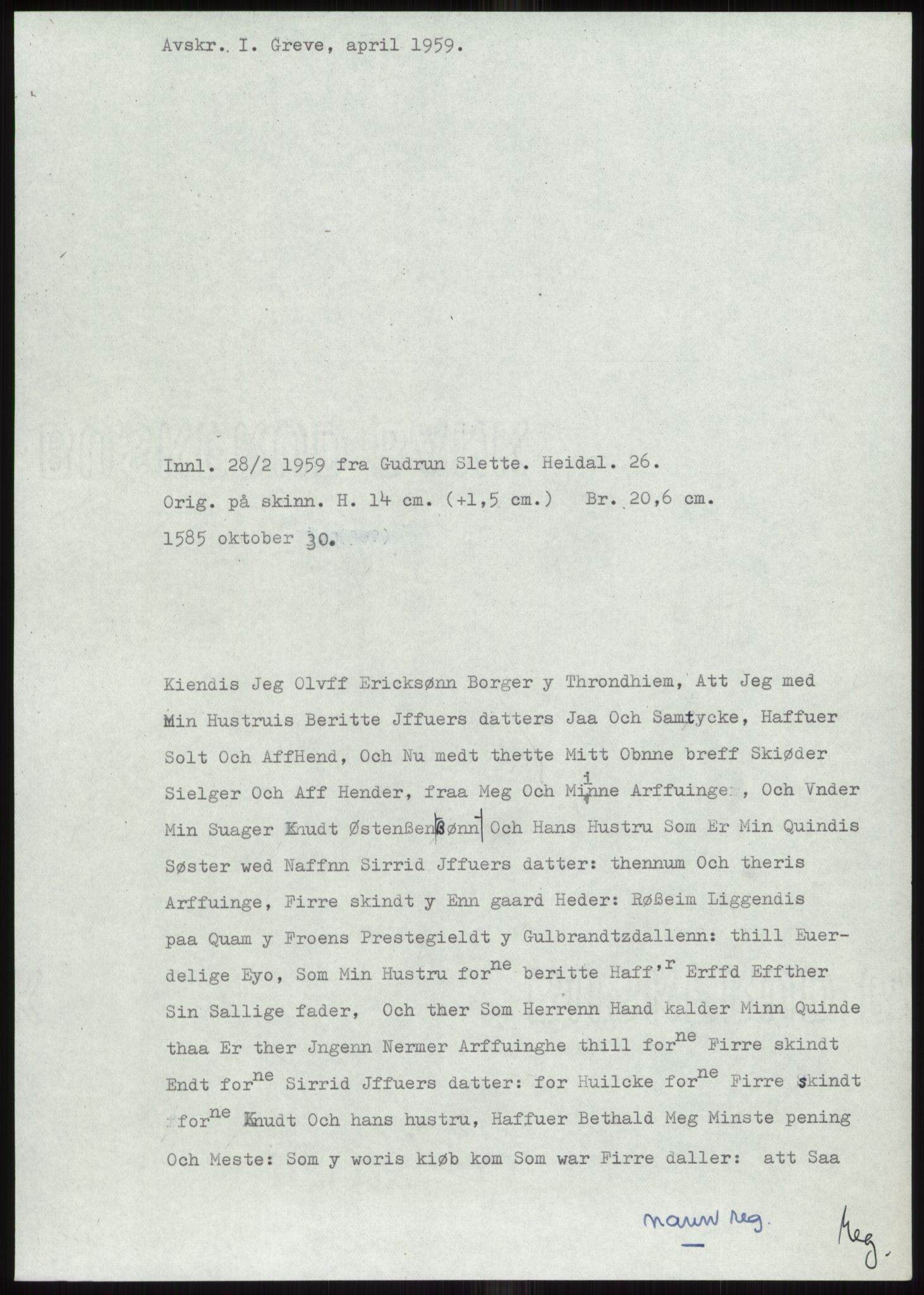 Samlinger til kildeutgivelse, Diplomavskriftsamlingen, AV/RA-EA-4053/H/Ha, p. 59