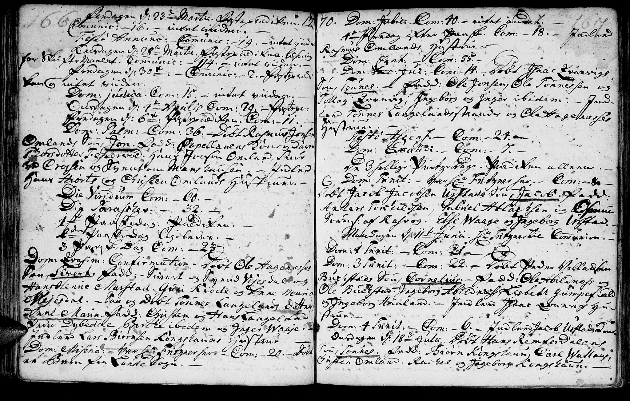 Flekkefjord sokneprestkontor, AV/SAK-1111-0012/F/Fa/Fab/L0001: Parish register (official) no. A 1, 1750-1780, p. 166-167