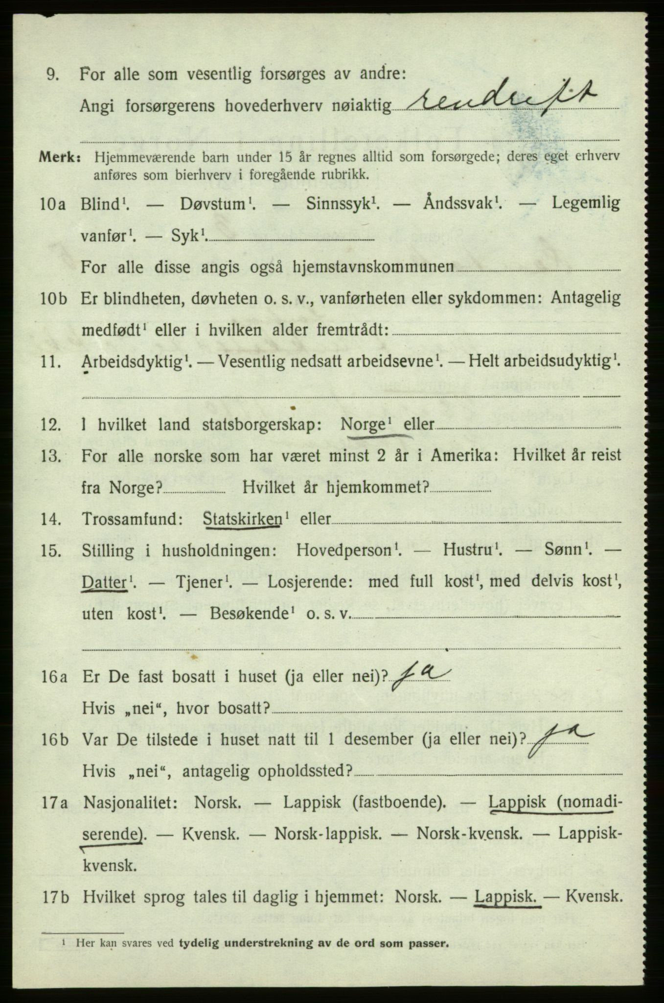 SATØ, 1920 census for Kautokeino, 1920, p. 1938