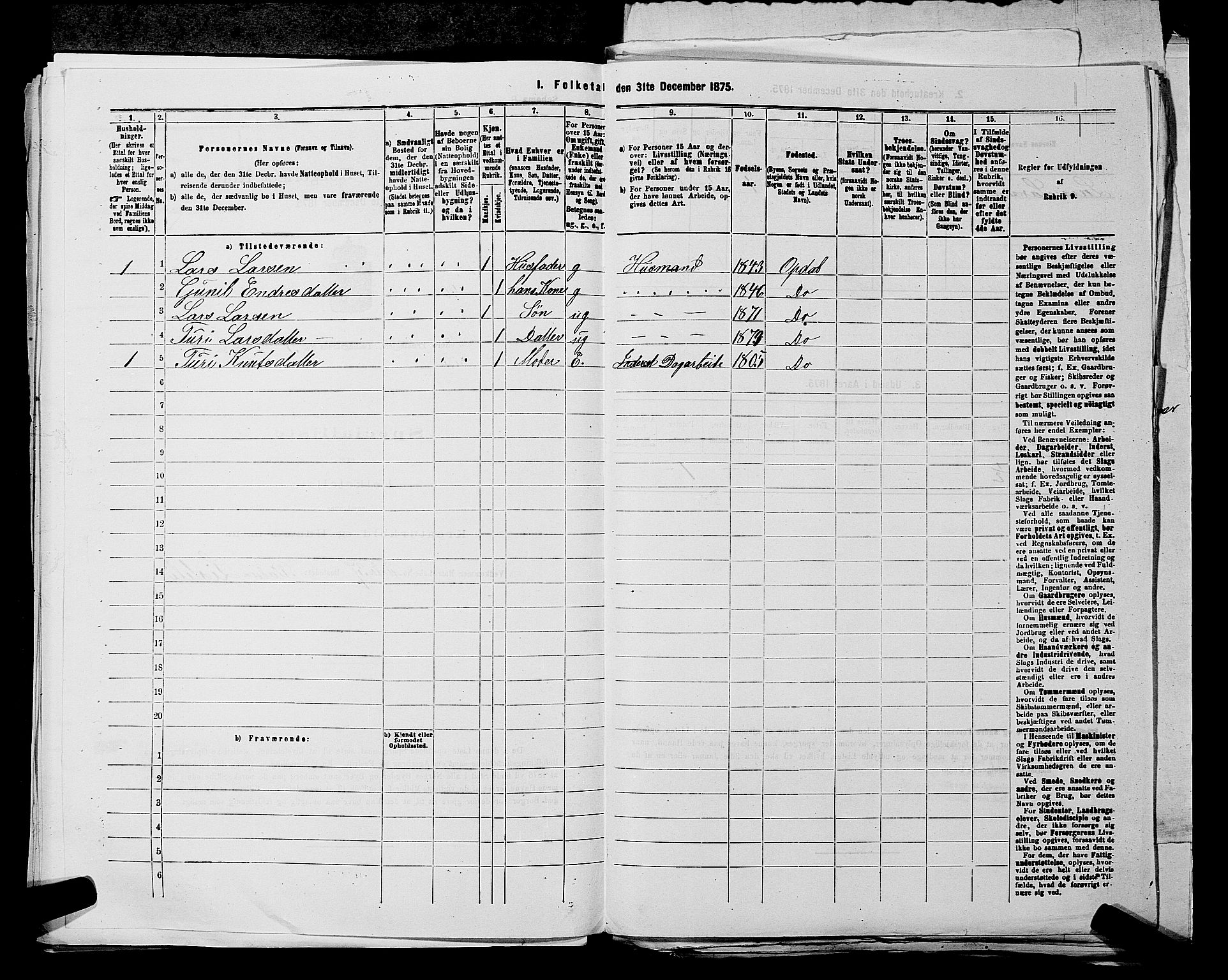 SAKO, 1875 census for 0633P Nore, 1875, p. 445