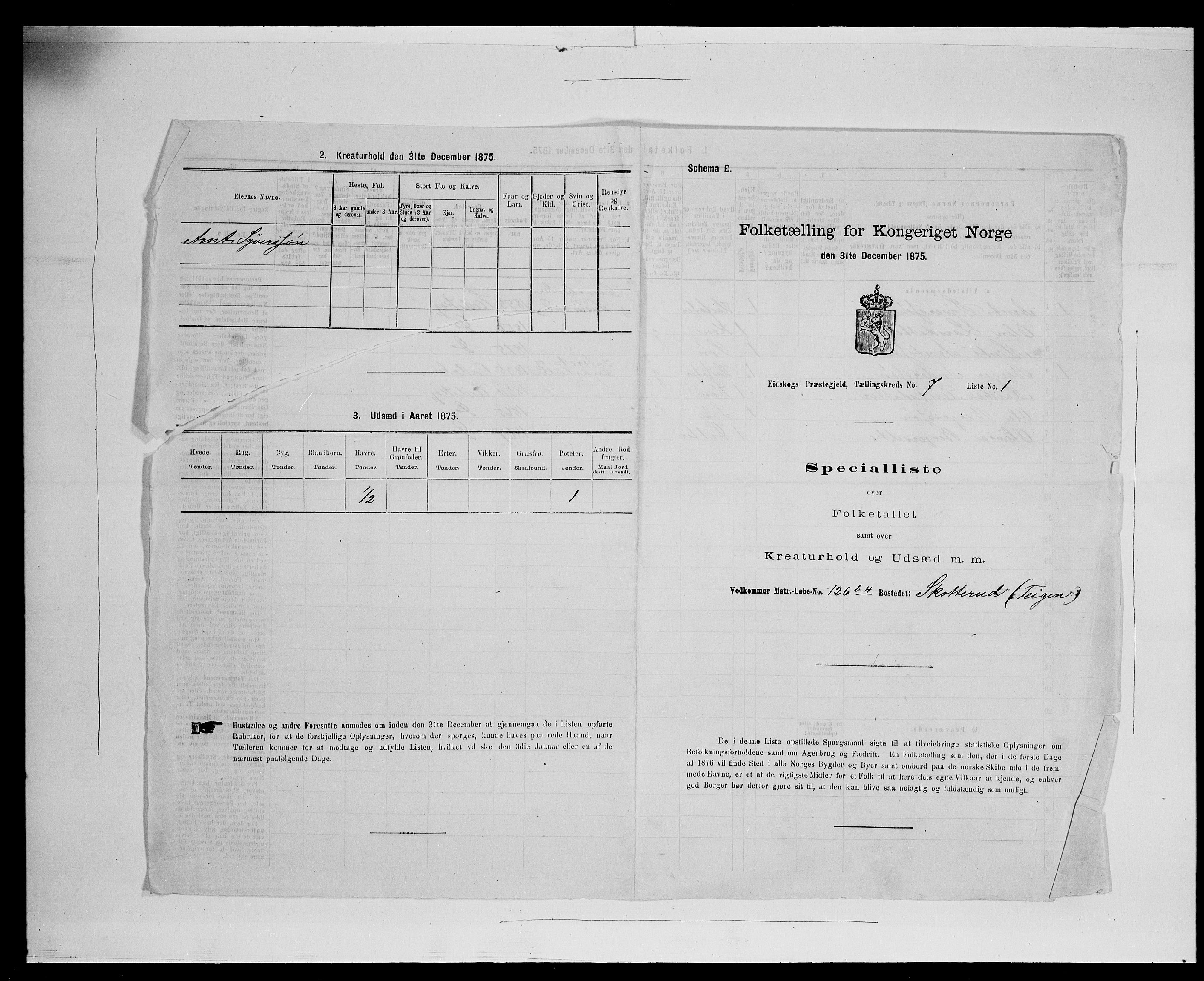 SAH, 1875 census for 0420P Eidskog, 1875, p. 1059