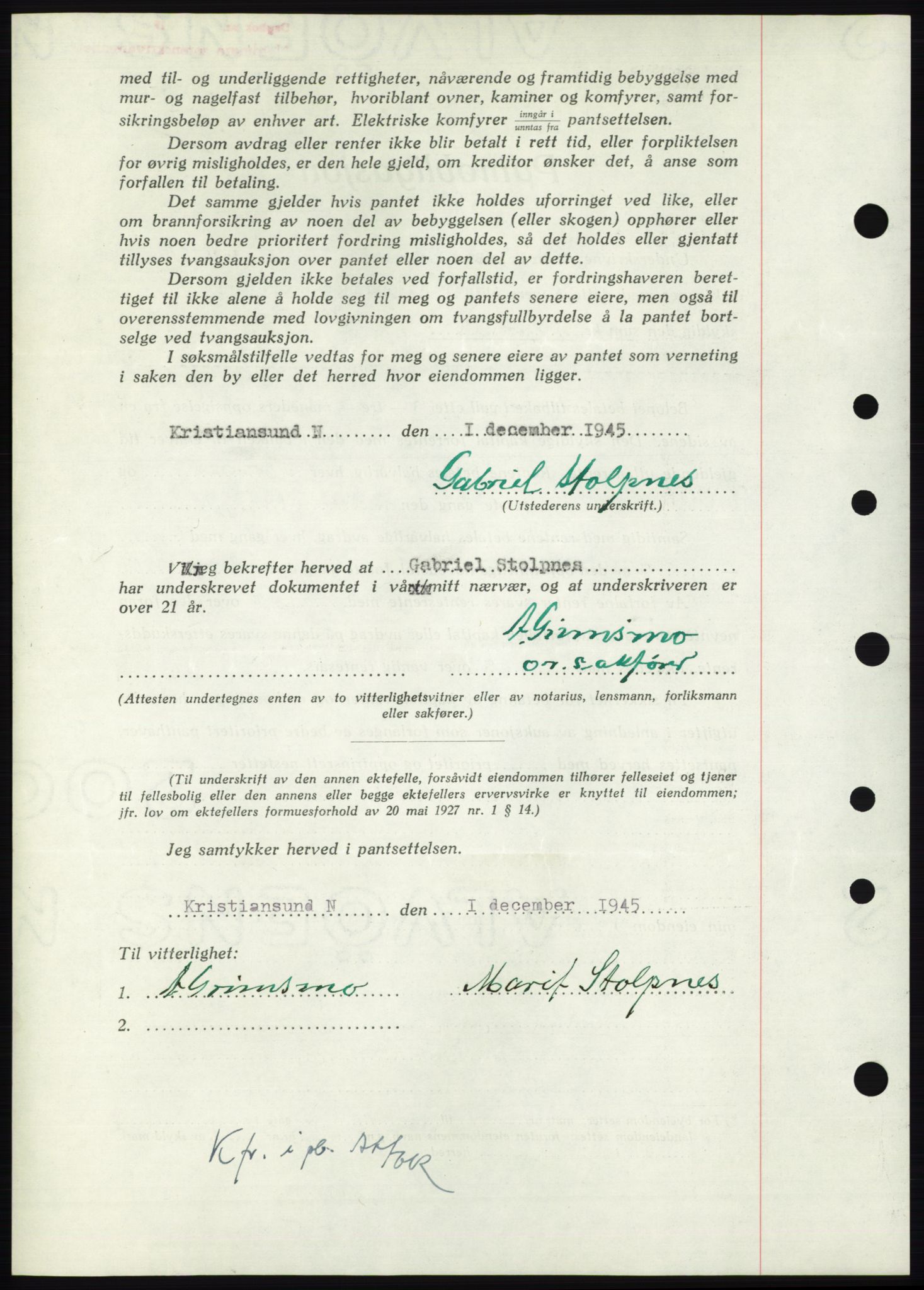 Nordmøre sorenskriveri, AV/SAT-A-4132/1/2/2Ca: Mortgage book no. B93b, 1946-1946, Diary no: : 296/1946