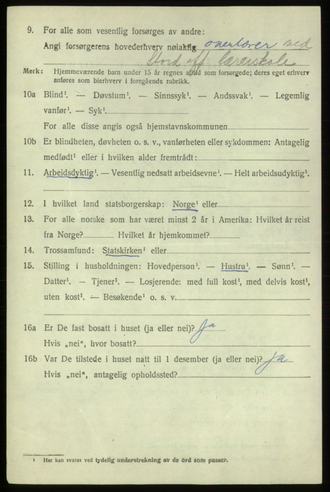 SAB, 1920 census for Stord, 1920, p. 3074