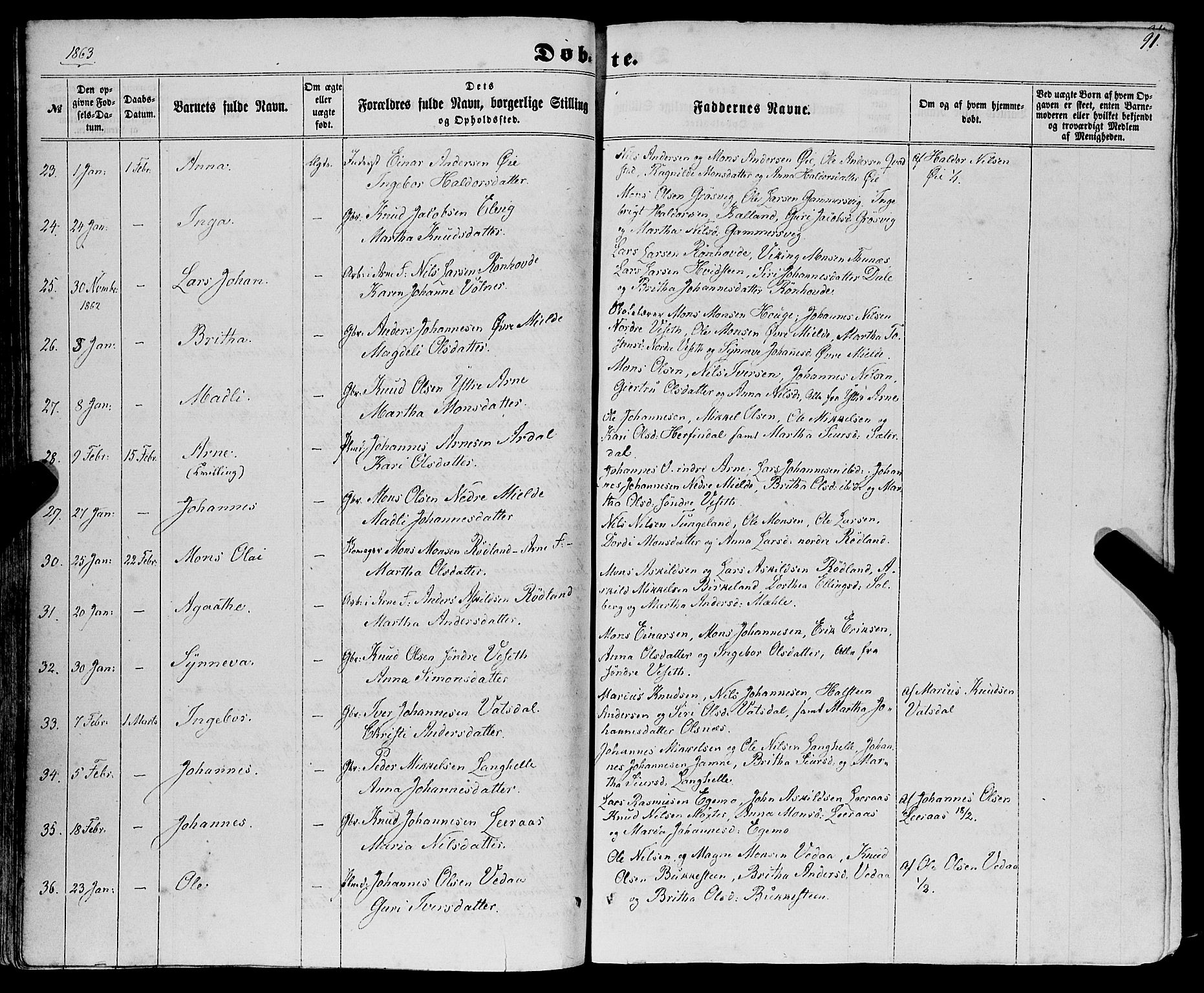 Haus sokneprestembete, AV/SAB-A-75601/H/Haa: Parish register (official) no. A 17, 1858-1870, p. 91