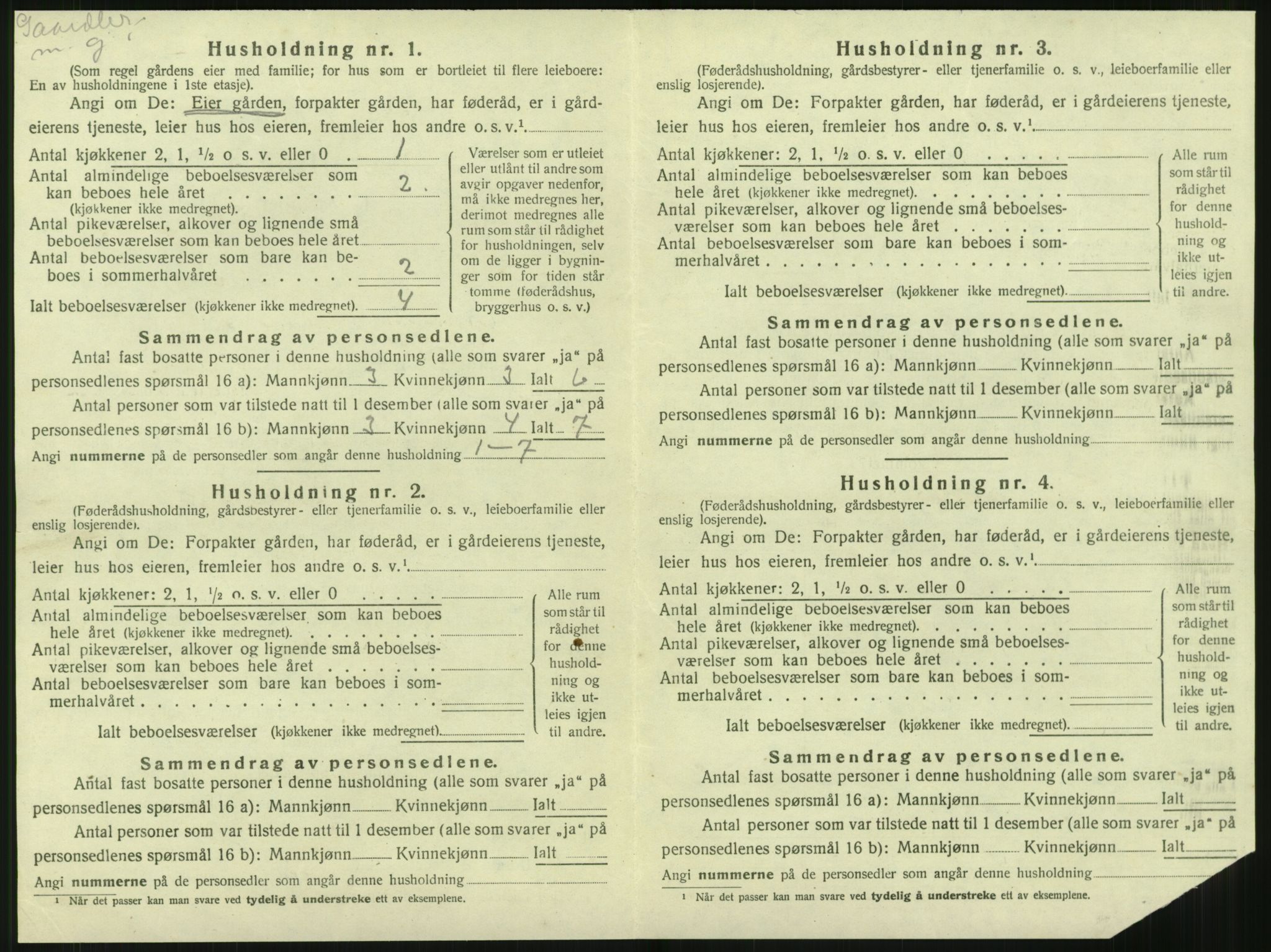 SAT, 1920 census for Nordli, 1920, p. 354