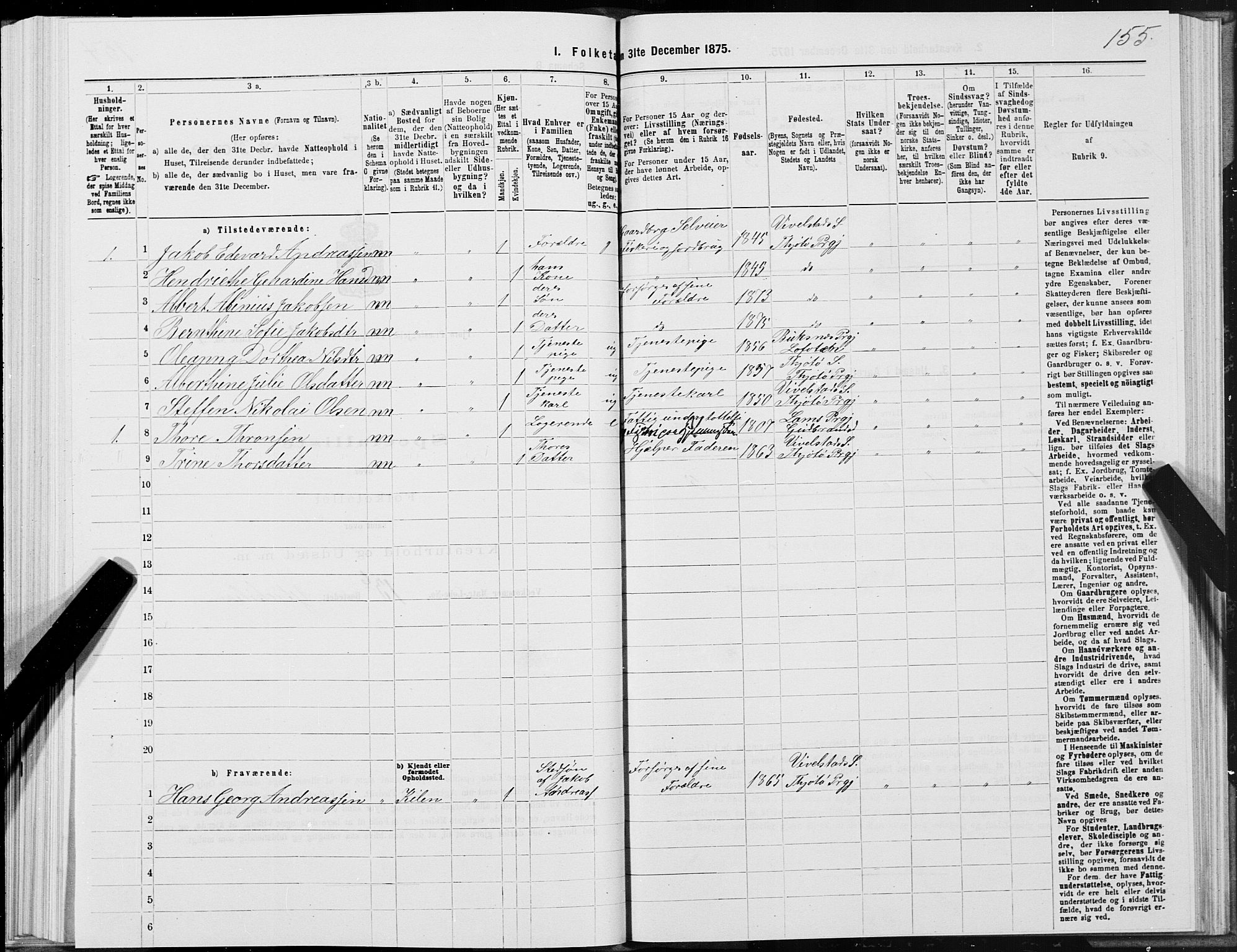 SAT, 1875 census for 1817P Tjøtta, 1875, p. 1155