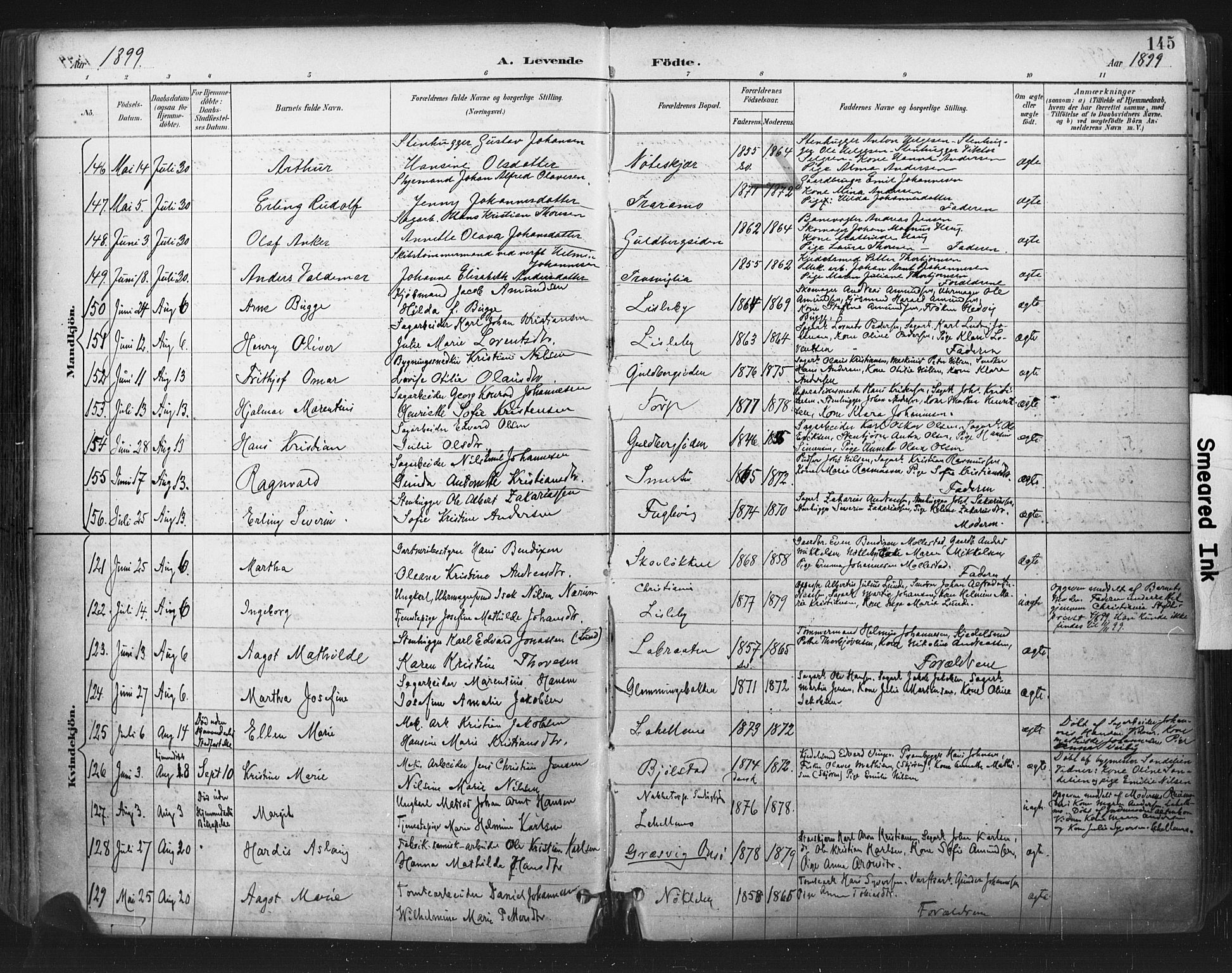 Glemmen prestekontor Kirkebøker, SAO/A-10908/F/Fa/L0013: Parish register (official) no. 13, 1892-1907, p. 145