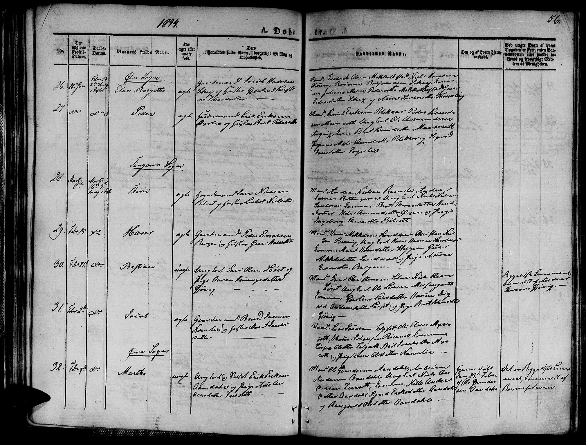 Ministerialprotokoller, klokkerbøker og fødselsregistre - Møre og Romsdal, AV/SAT-A-1454/586/L0983: Parish register (official) no. 586A09, 1829-1843, p. 56