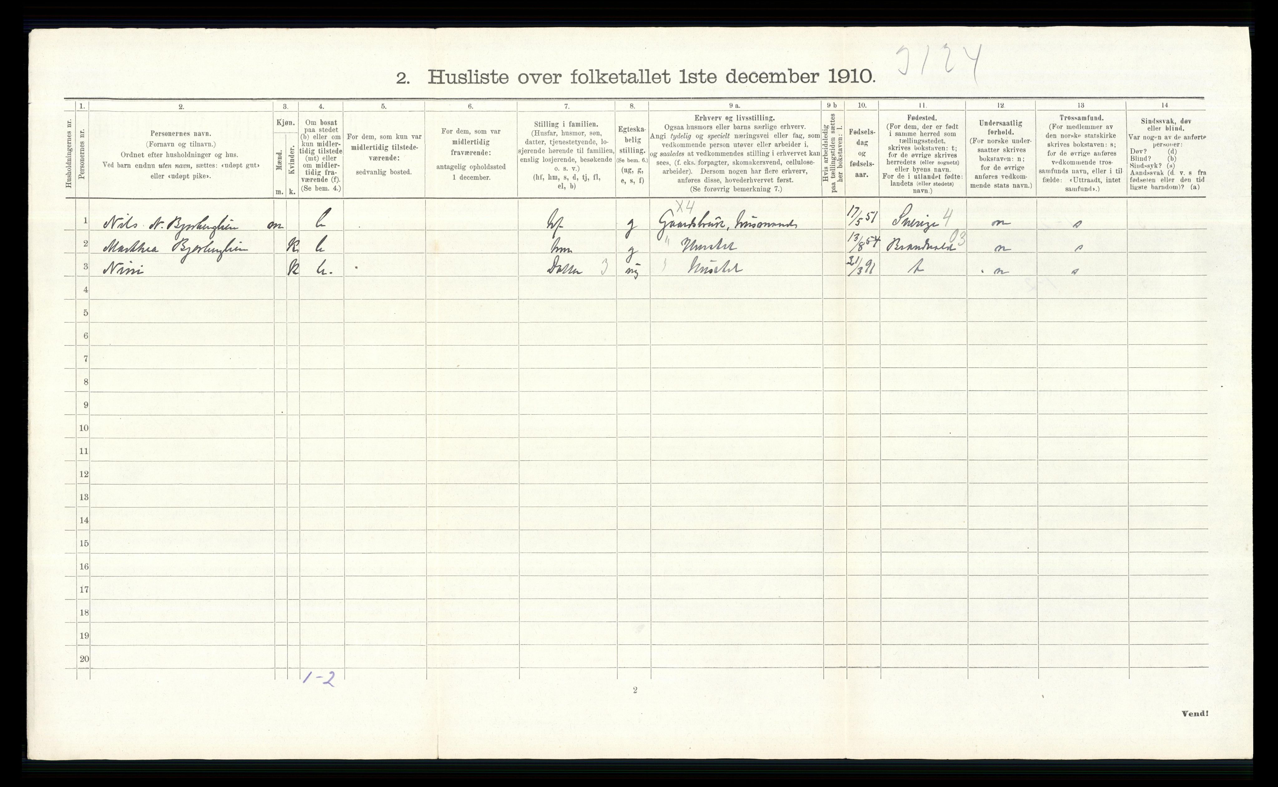 RA, 1910 census for Vinger, 1910, p. 216