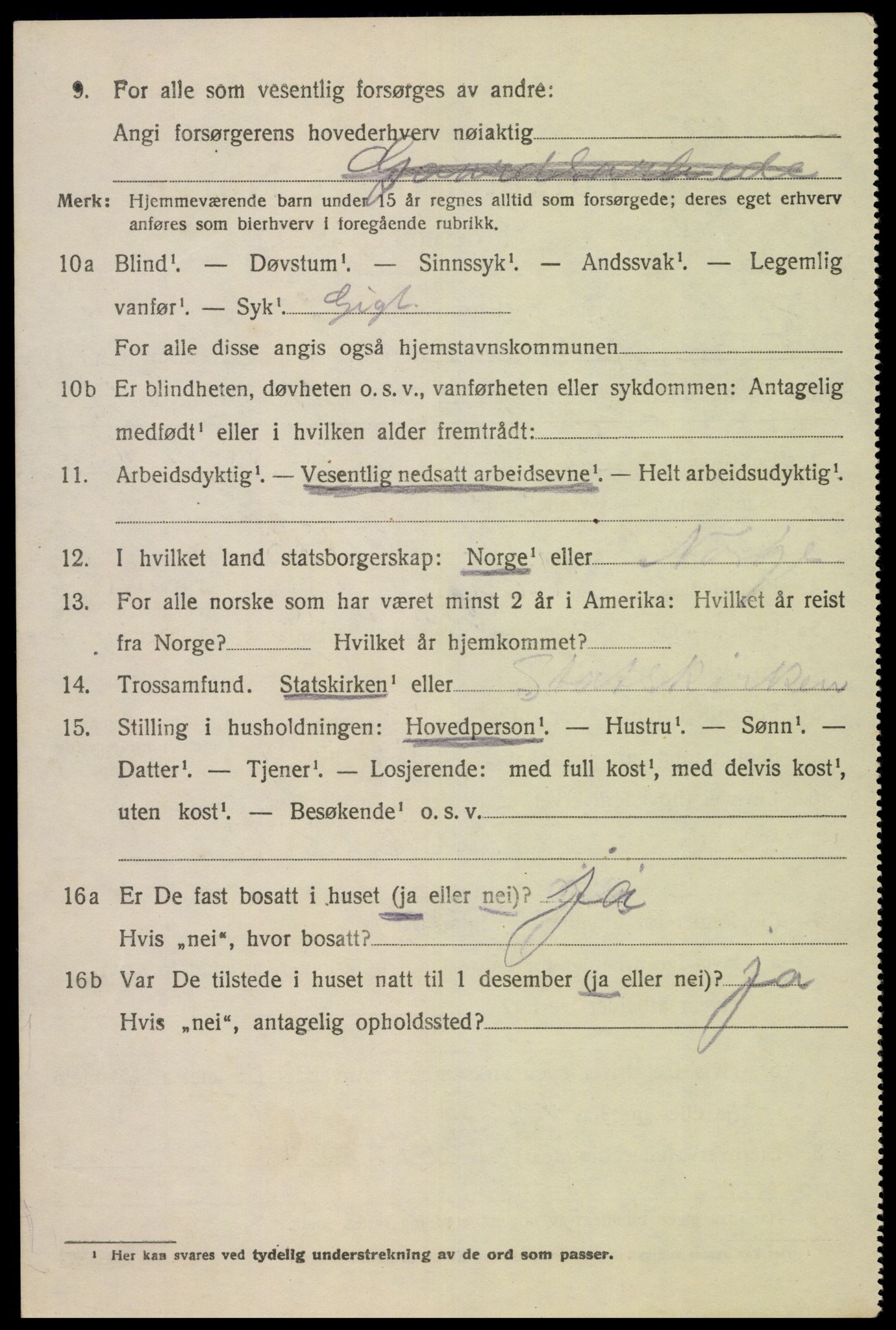 SAK, 1920 census for Øvre Sirdal, 1920, p. 426