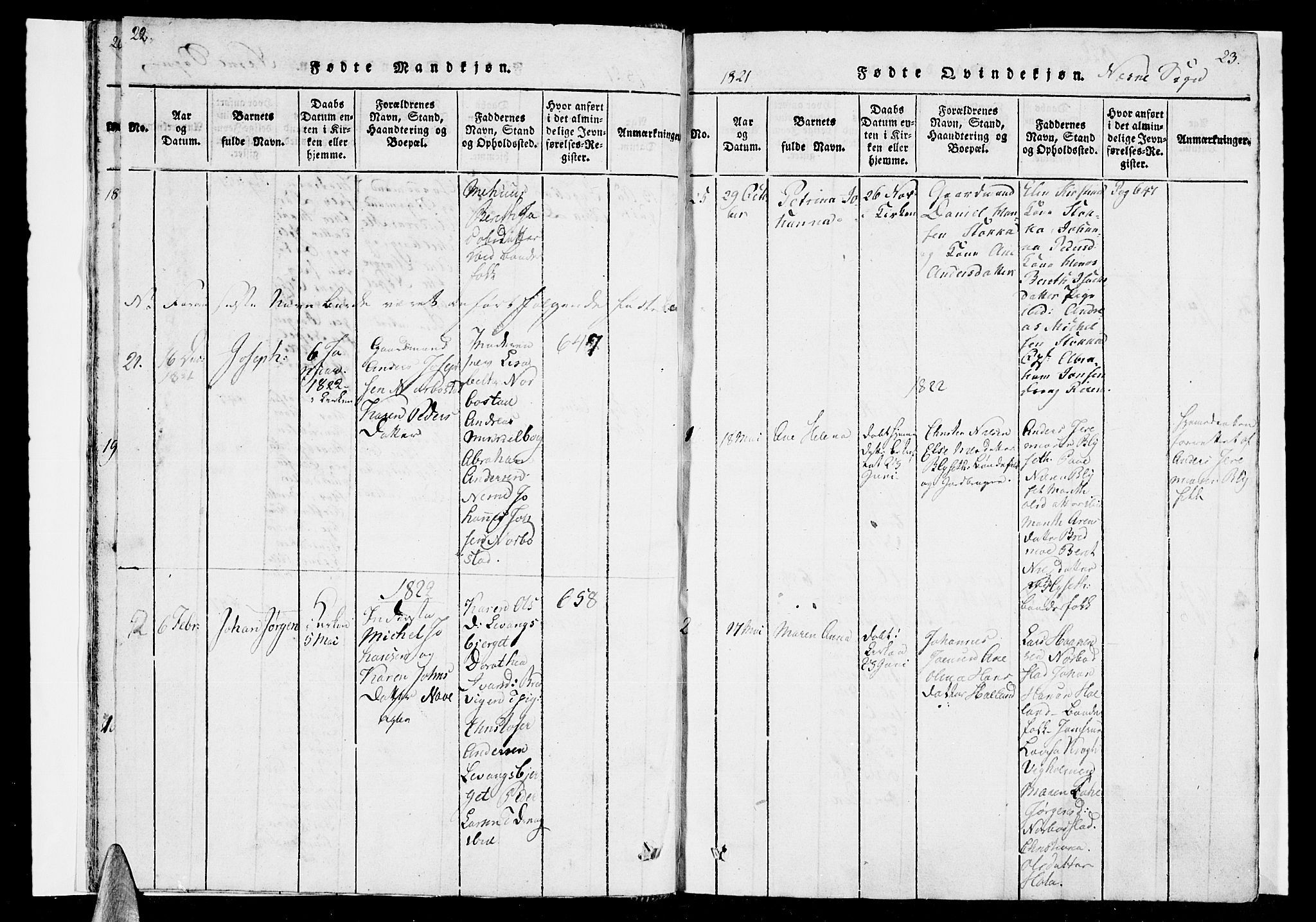 Ministerialprotokoller, klokkerbøker og fødselsregistre - Nordland, AV/SAT-A-1459/838/L0546: Parish register (official) no. 838A05 /1, 1820-1828, p. 22-23