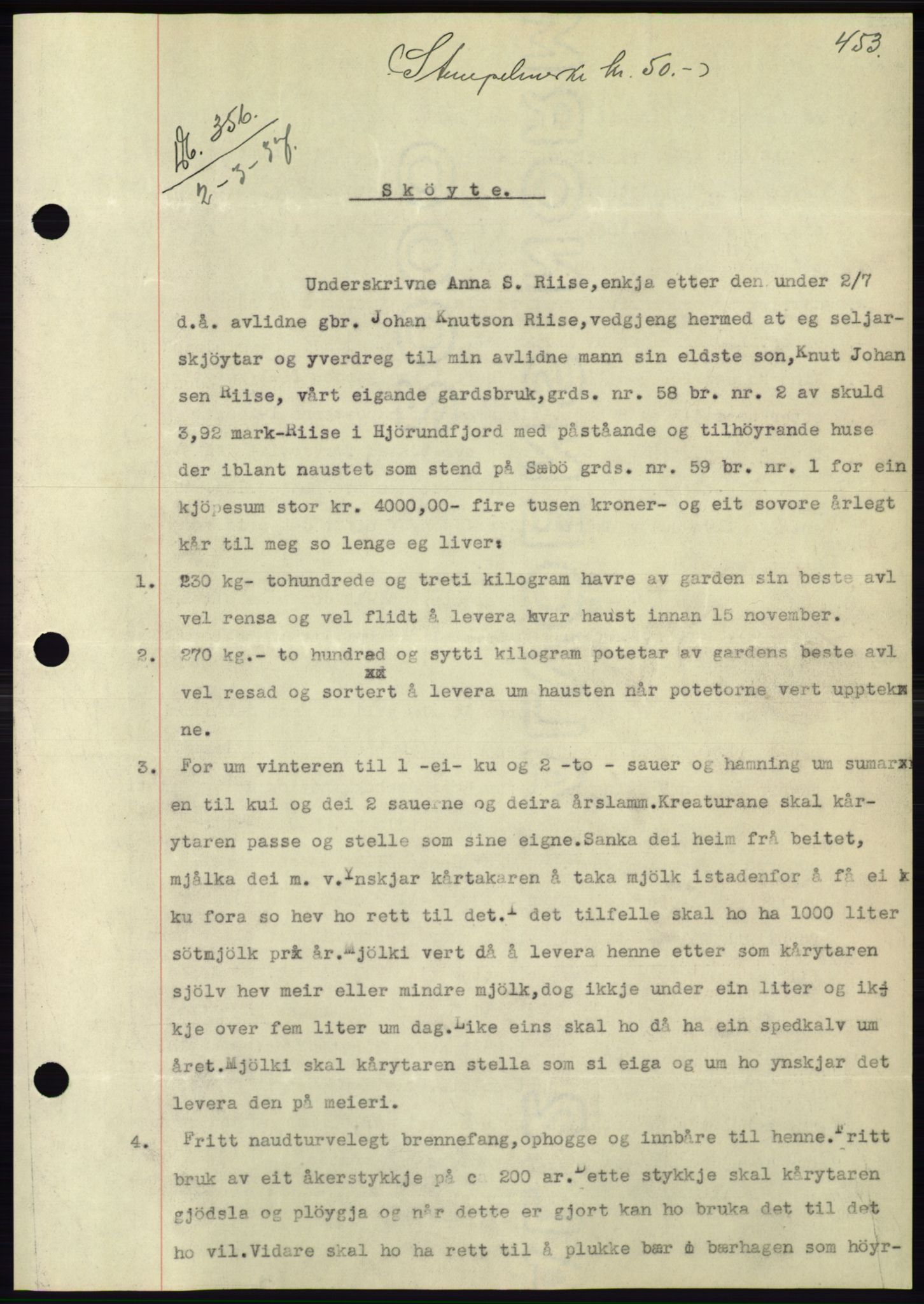 Søre Sunnmøre sorenskriveri, SAT/A-4122/1/2/2C/L0062: Mortgage book no. 56, 1936-1937, Diary no: : 356/1937