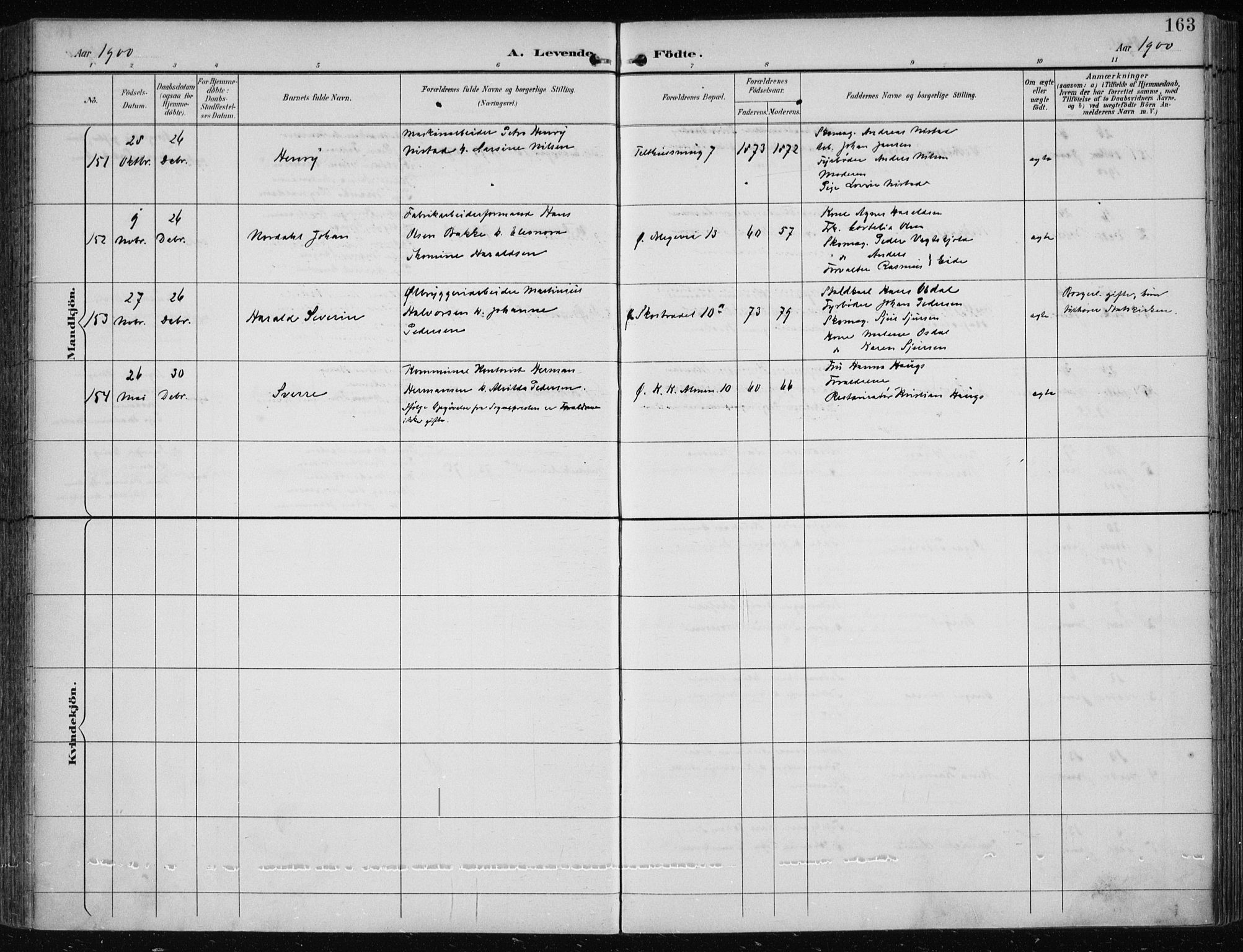 Korskirken sokneprestembete, AV/SAB-A-76101/H/Hab: Parish register (copy) no. B 10, 1896-1905, p. 163