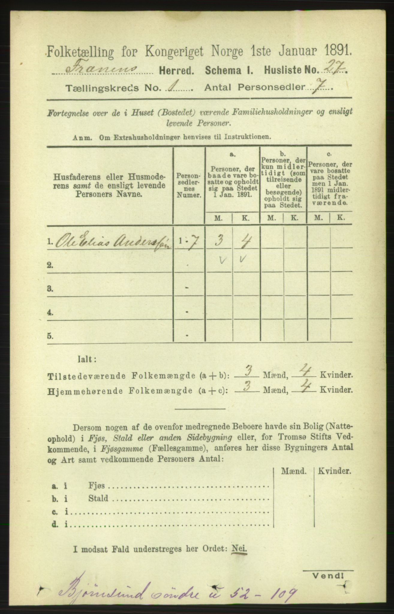 RA, 1891 census for 1548 Fræna, 1891, p. 50