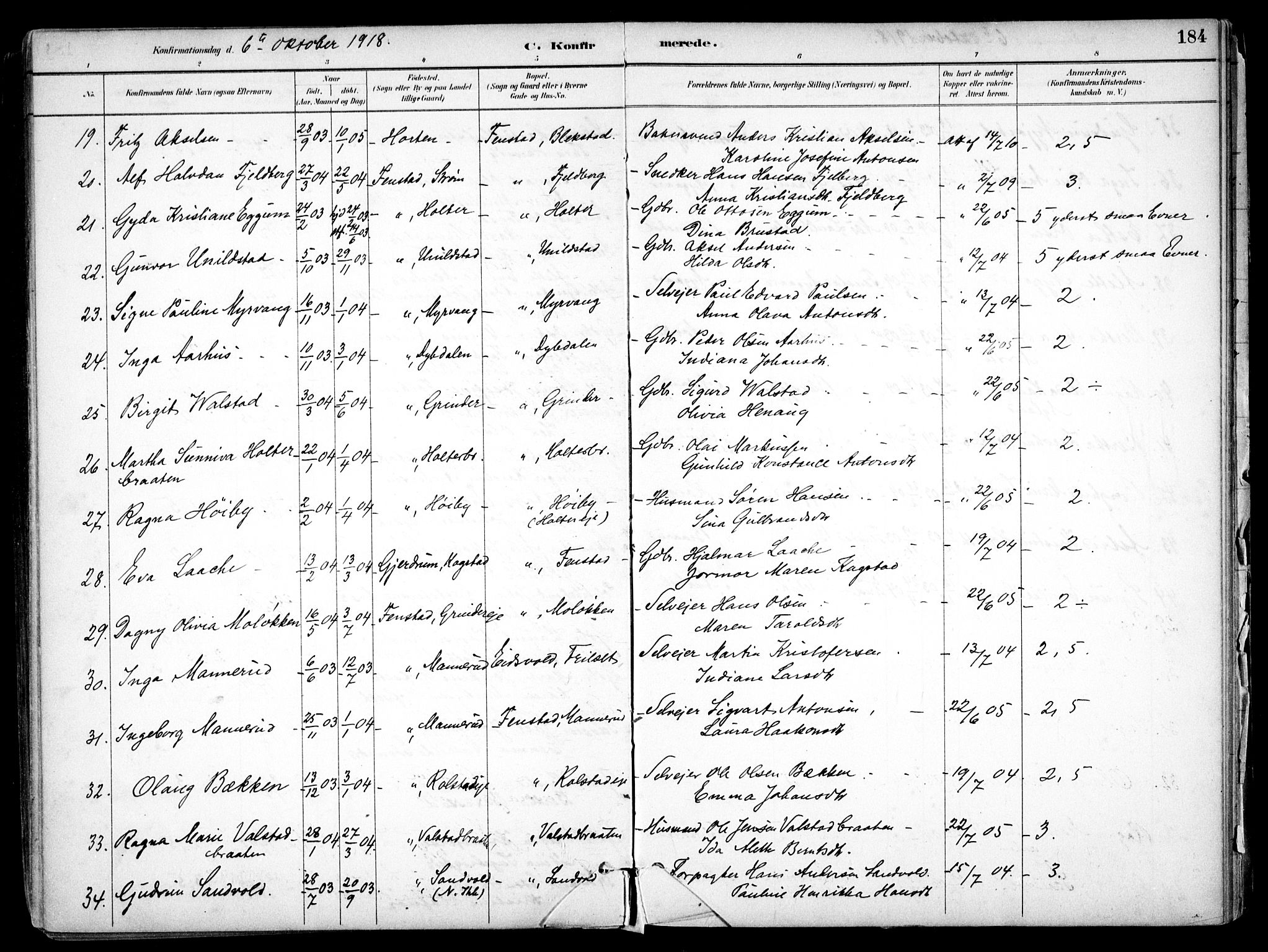 Nes prestekontor Kirkebøker, AV/SAO-A-10410/F/Fb/L0002: Parish register (official) no. II 2, 1883-1918, p. 184