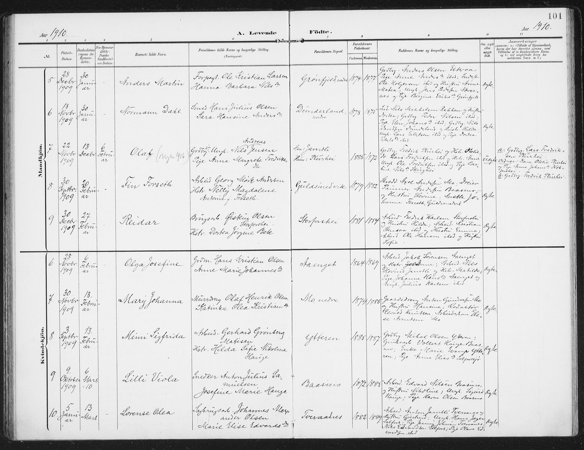 Ministerialprotokoller, klokkerbøker og fødselsregistre - Nordland, SAT/A-1459/827/L0402: Parish register (official) no. 827A14, 1903-1912, p. 101