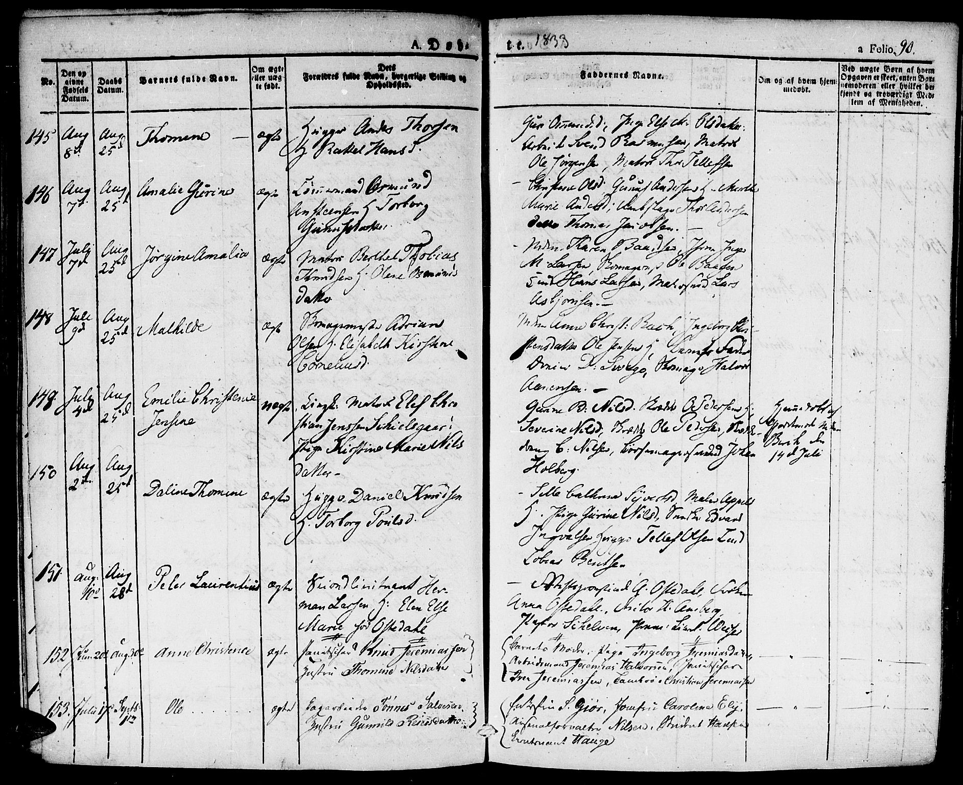 Kristiansand domprosti, SAK/1112-0006/F/Fa/L0011: Parish register (official) no. A 11, 1827-1841, p. 90