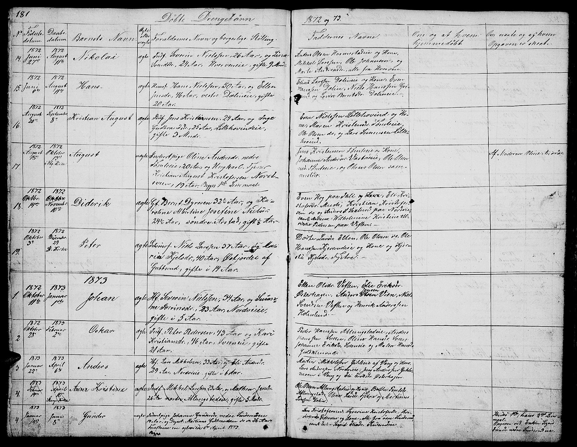 Stange prestekontor, AV/SAH-PREST-002/L/L0002: Parish register (copy) no. 2, 1838-1879, p. 181