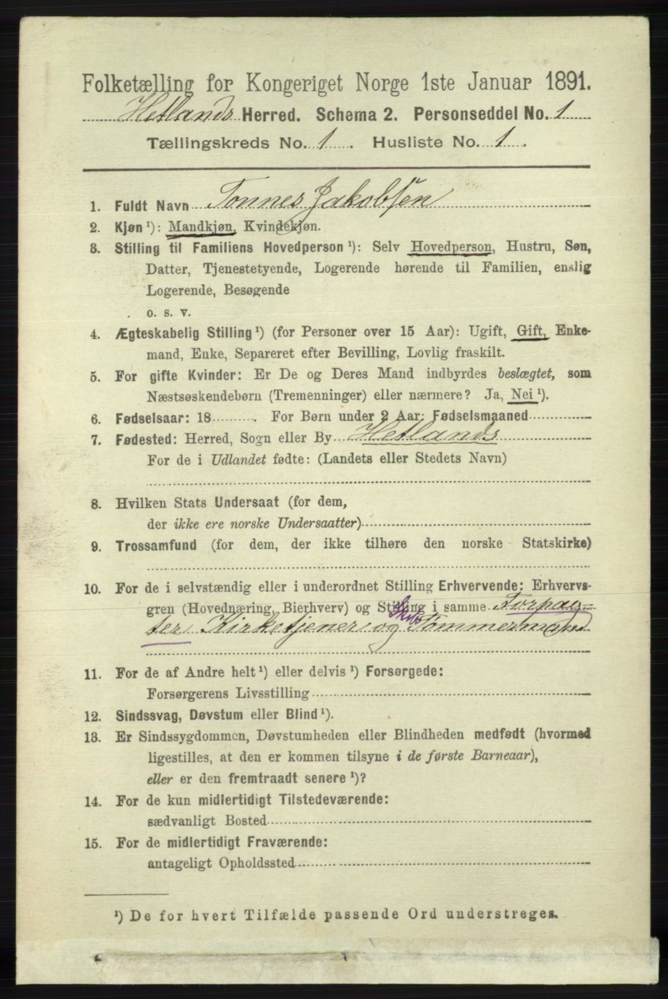 RA, 1891 census for 1126 Hetland, 1891, p. 74