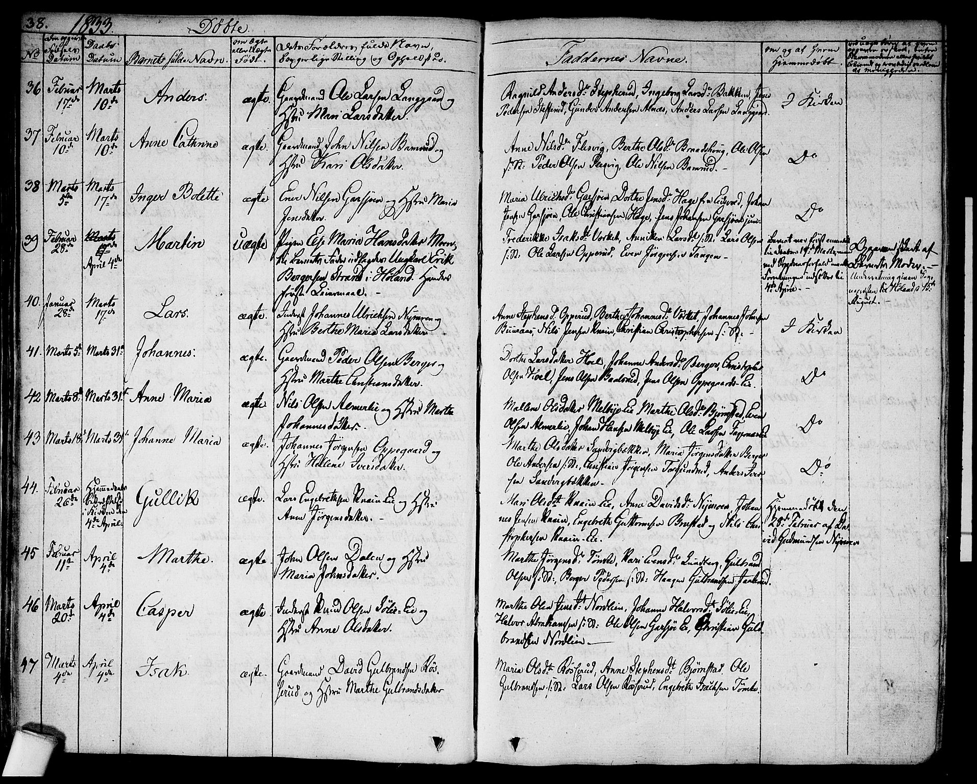 Hurdal prestekontor Kirkebøker, AV/SAO-A-10889/F/Fa/L0004: Parish register (official) no. I 4, 1828-1845, p. 38