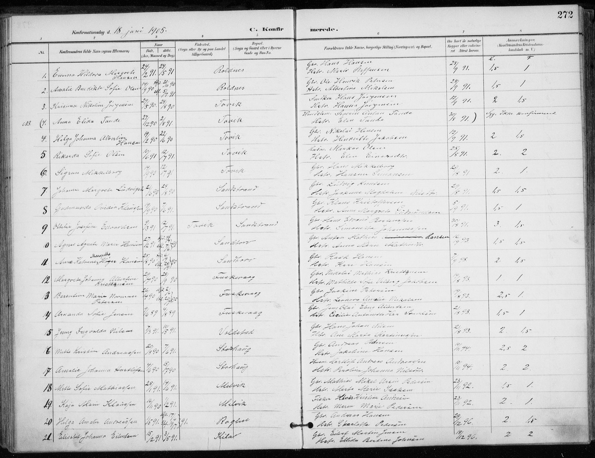 Trondenes sokneprestkontor, SATØ/S-1319/H/Ha/L0017kirke: Parish register (official) no. 17, 1899-1908, p. 272