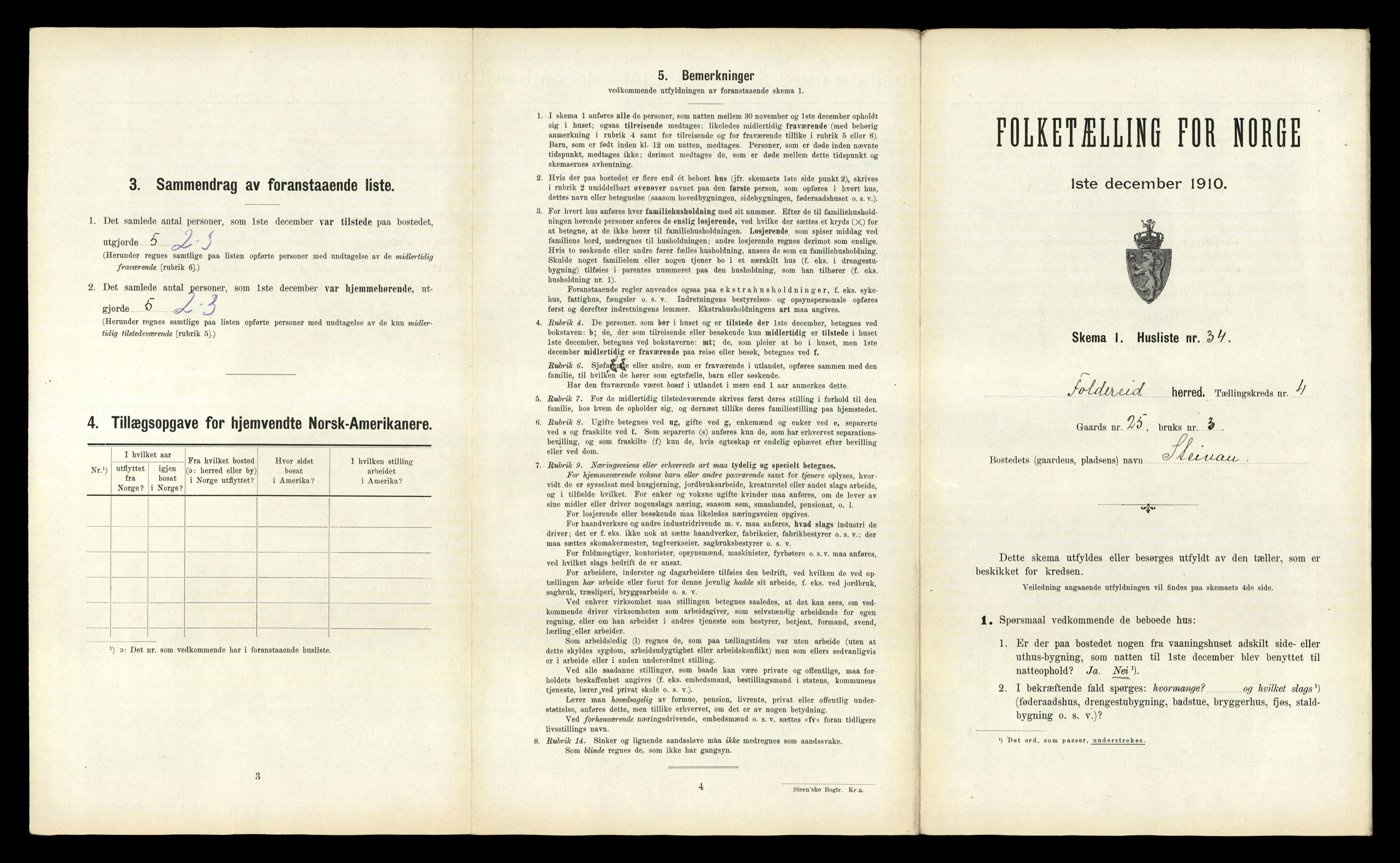 RA, 1910 census for Foldereid, 1910, p. 290