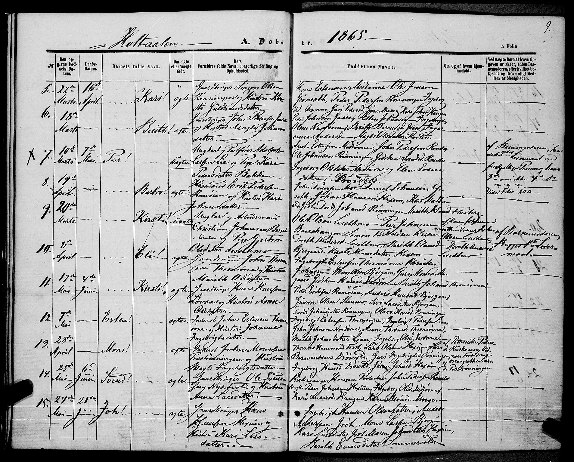 Ministerialprotokoller, klokkerbøker og fødselsregistre - Sør-Trøndelag, AV/SAT-A-1456/685/L0966: Parish register (official) no. 685A07 /1, 1860-1869, p. 9