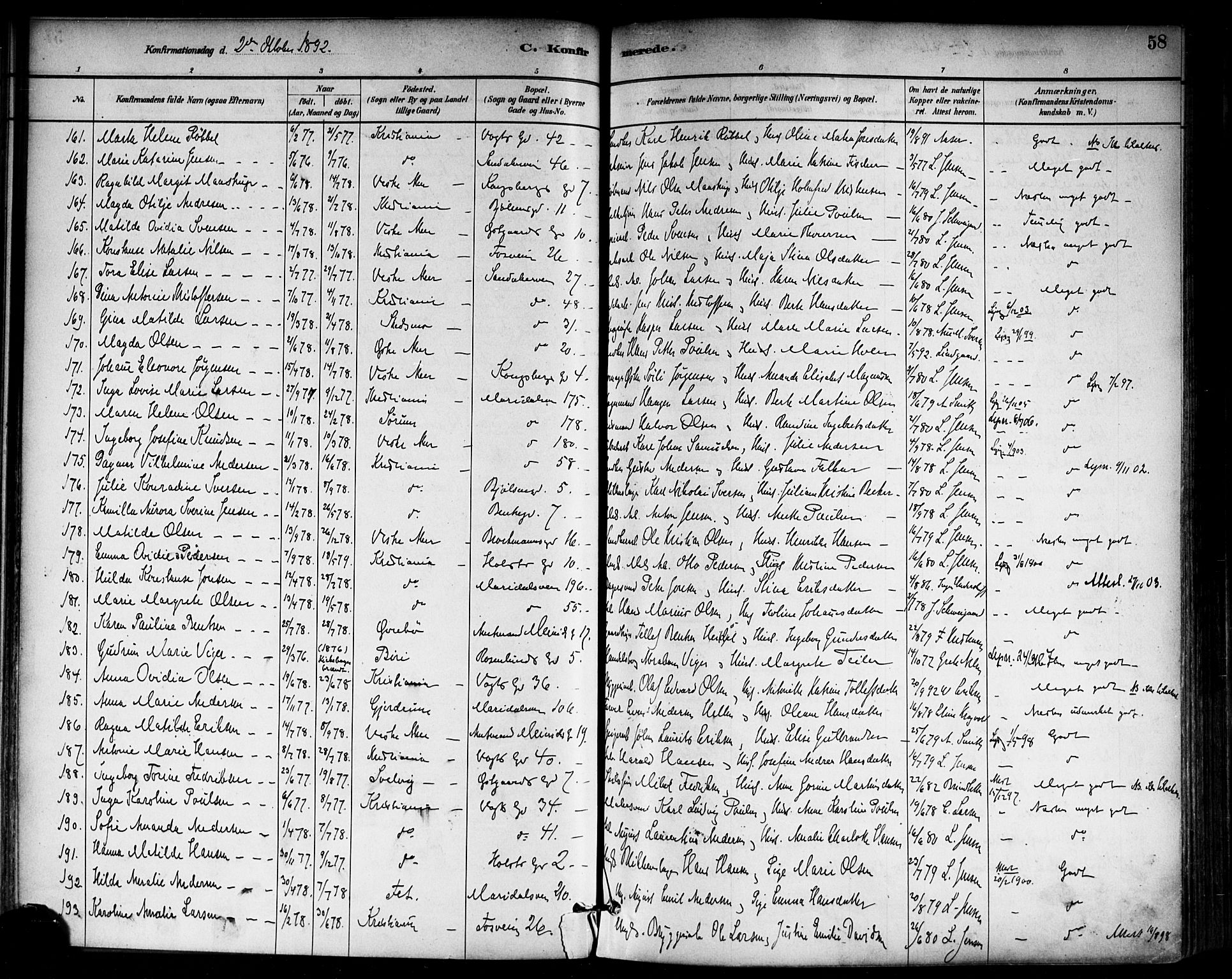 Sagene prestekontor Kirkebøker, AV/SAO-A-10796/F/L0002: Parish register (official) no. 2, 1880-1897, p. 58
