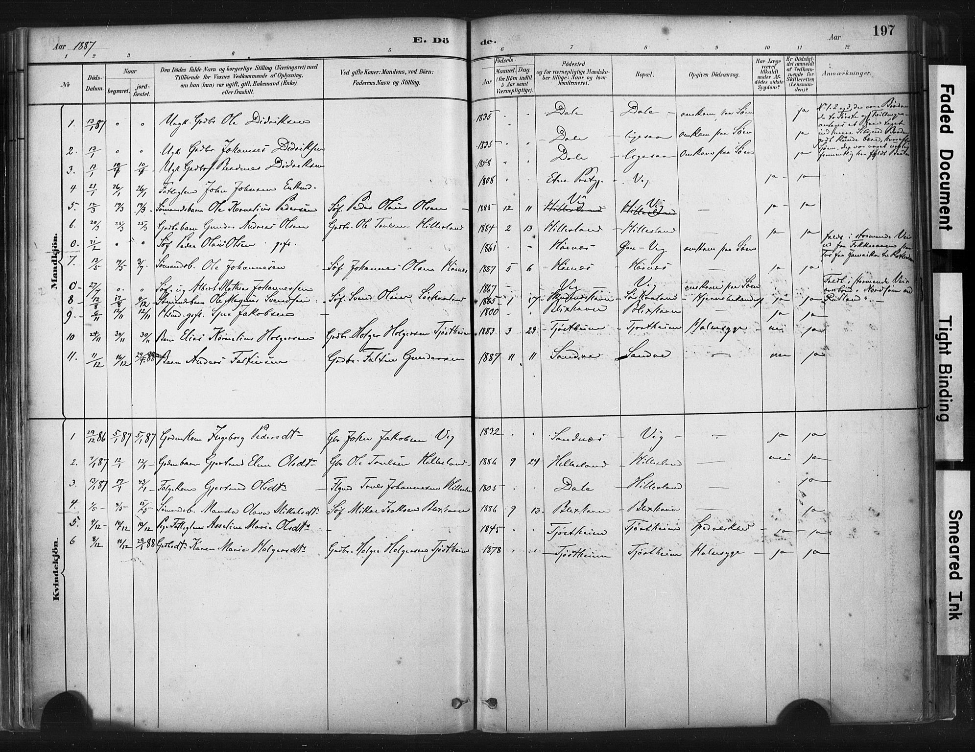 Skudenes sokneprestkontor, AV/SAST-A -101849/H/Ha/Haa/L0009: Parish register (official) no. A 6, 1882-1912, p. 197