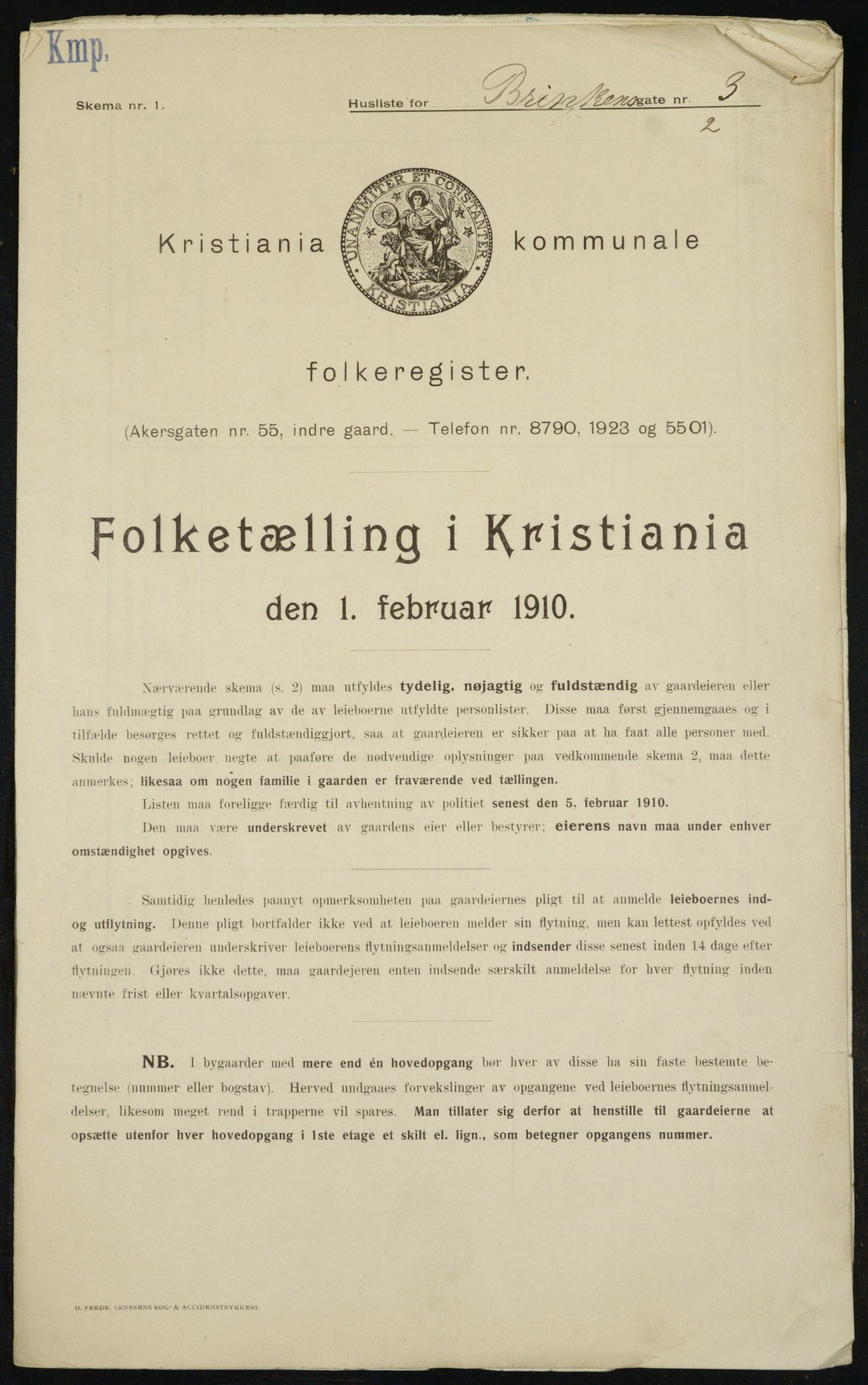 OBA, Municipal Census 1910 for Kristiania, 1910, p. 8452