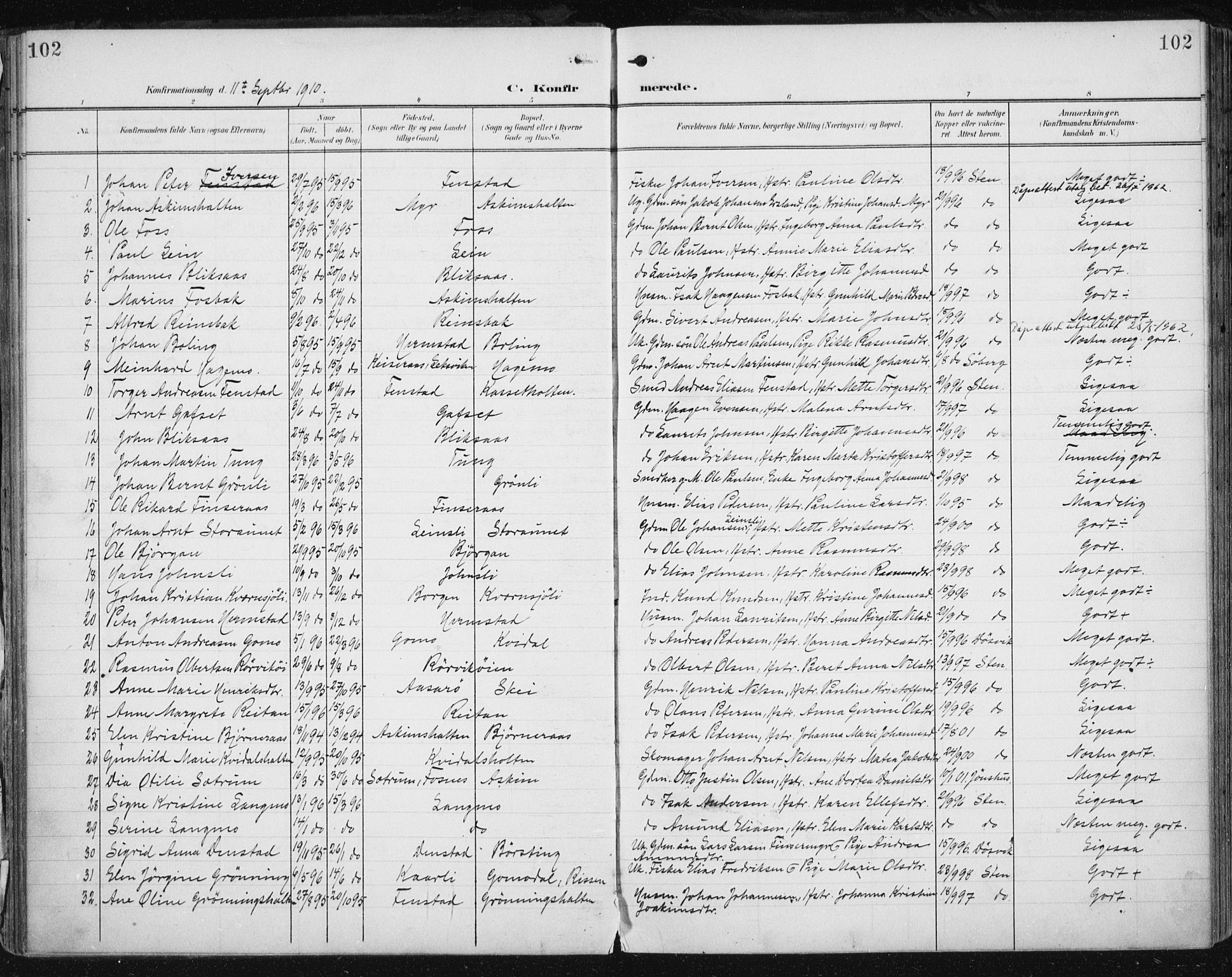 Ministerialprotokoller, klokkerbøker og fødselsregistre - Sør-Trøndelag, SAT/A-1456/646/L0616: Parish register (official) no. 646A14, 1900-1918, p. 102