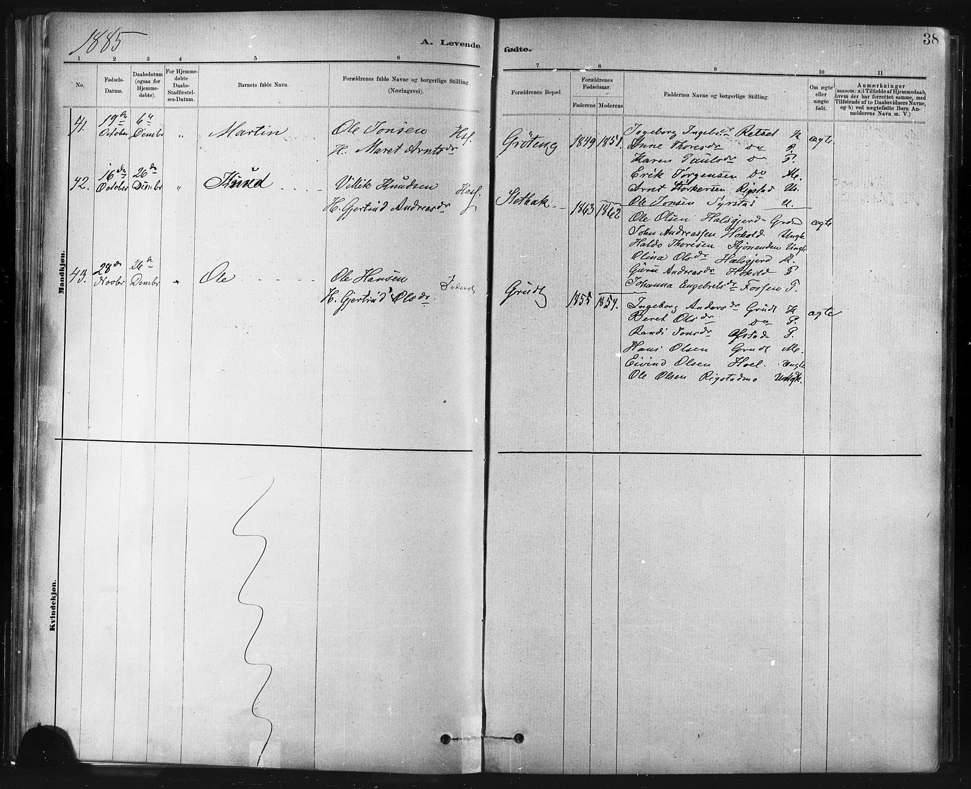 Ministerialprotokoller, klokkerbøker og fødselsregistre - Sør-Trøndelag, SAT/A-1456/672/L0857: Parish register (official) no. 672A09, 1882-1893, p. 38