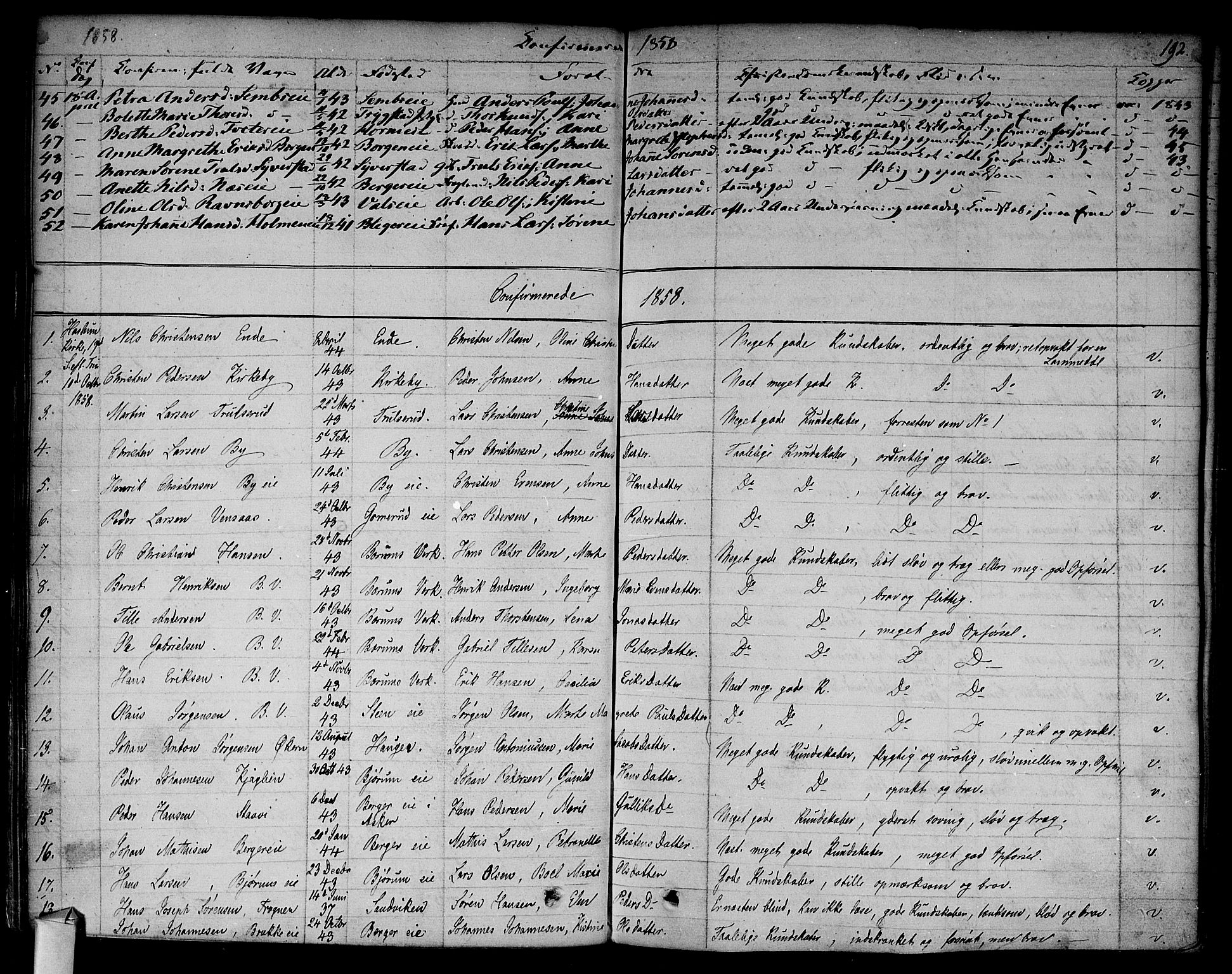 Asker prestekontor Kirkebøker, SAO/A-10256a/F/Fa/L0009: Parish register (official) no. I 9, 1825-1878, p. 192