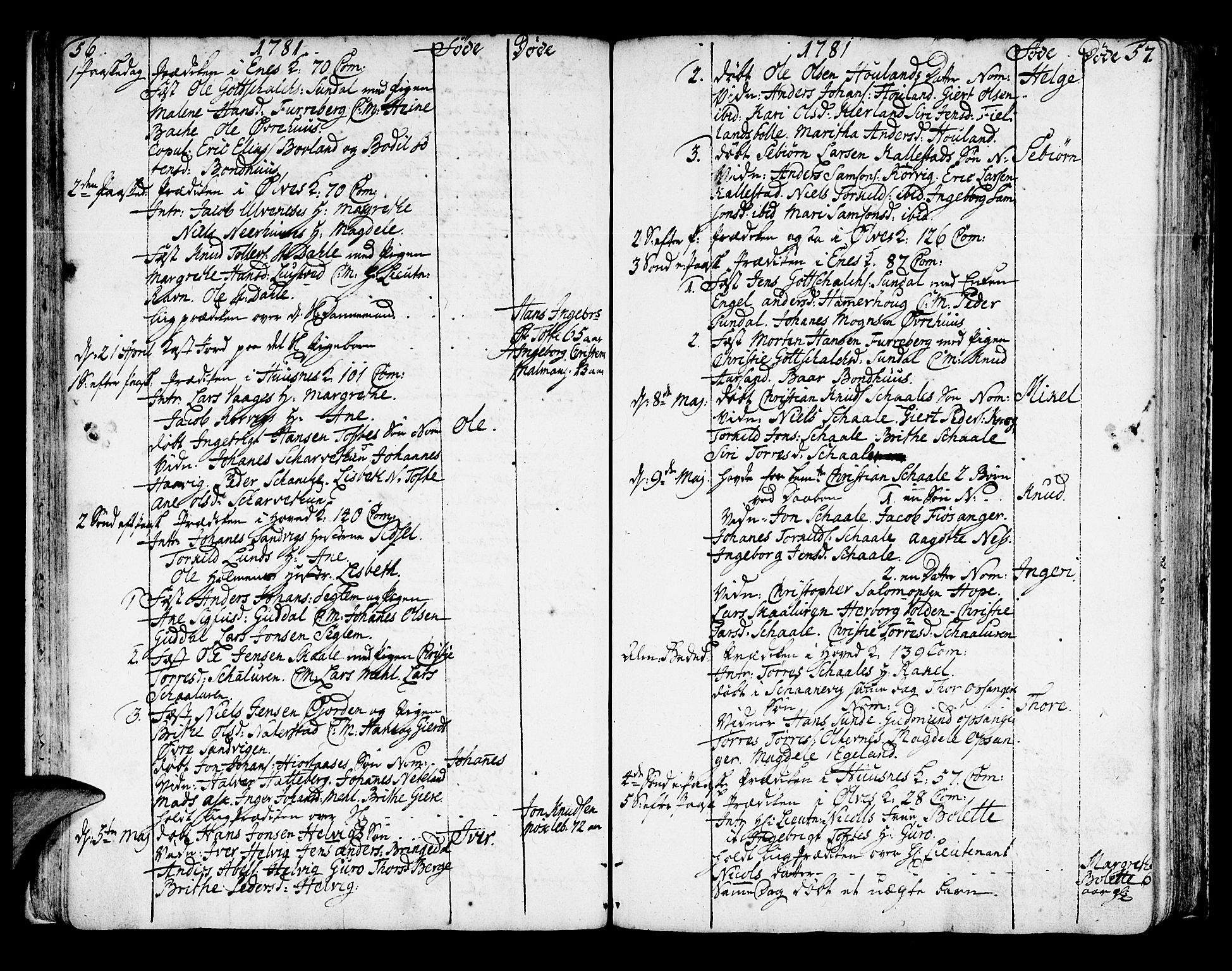 Kvinnherad sokneprestembete, SAB/A-76401/H/Haa: Parish register (official) no. A 4, 1778-1811, p. 56-57