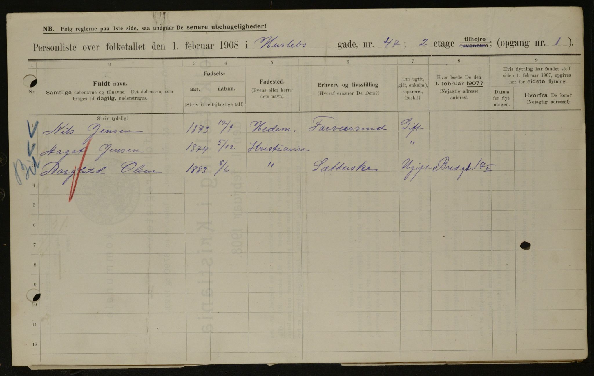 OBA, Municipal Census 1908 for Kristiania, 1908, p. 35840