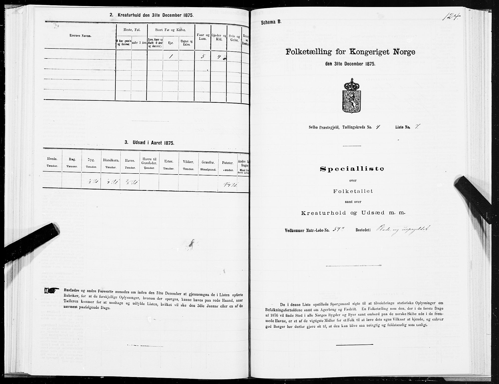 SAT, 1875 census for 1664P Selbu, 1875, p. 2124