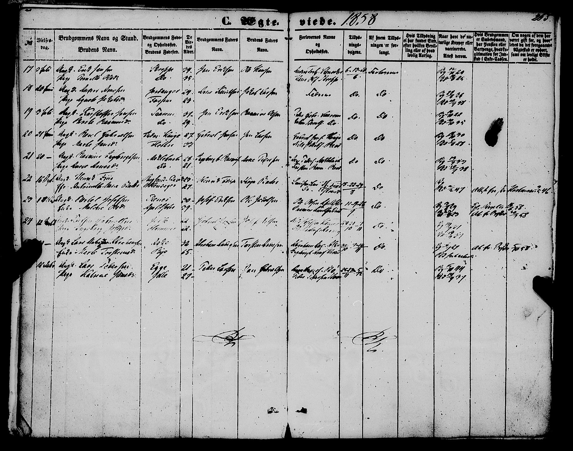 Gloppen sokneprestembete, AV/SAB-A-80101/H/Haa/Haaa/L0009: Parish register (official) no. A 9, 1855-1870, p. 265