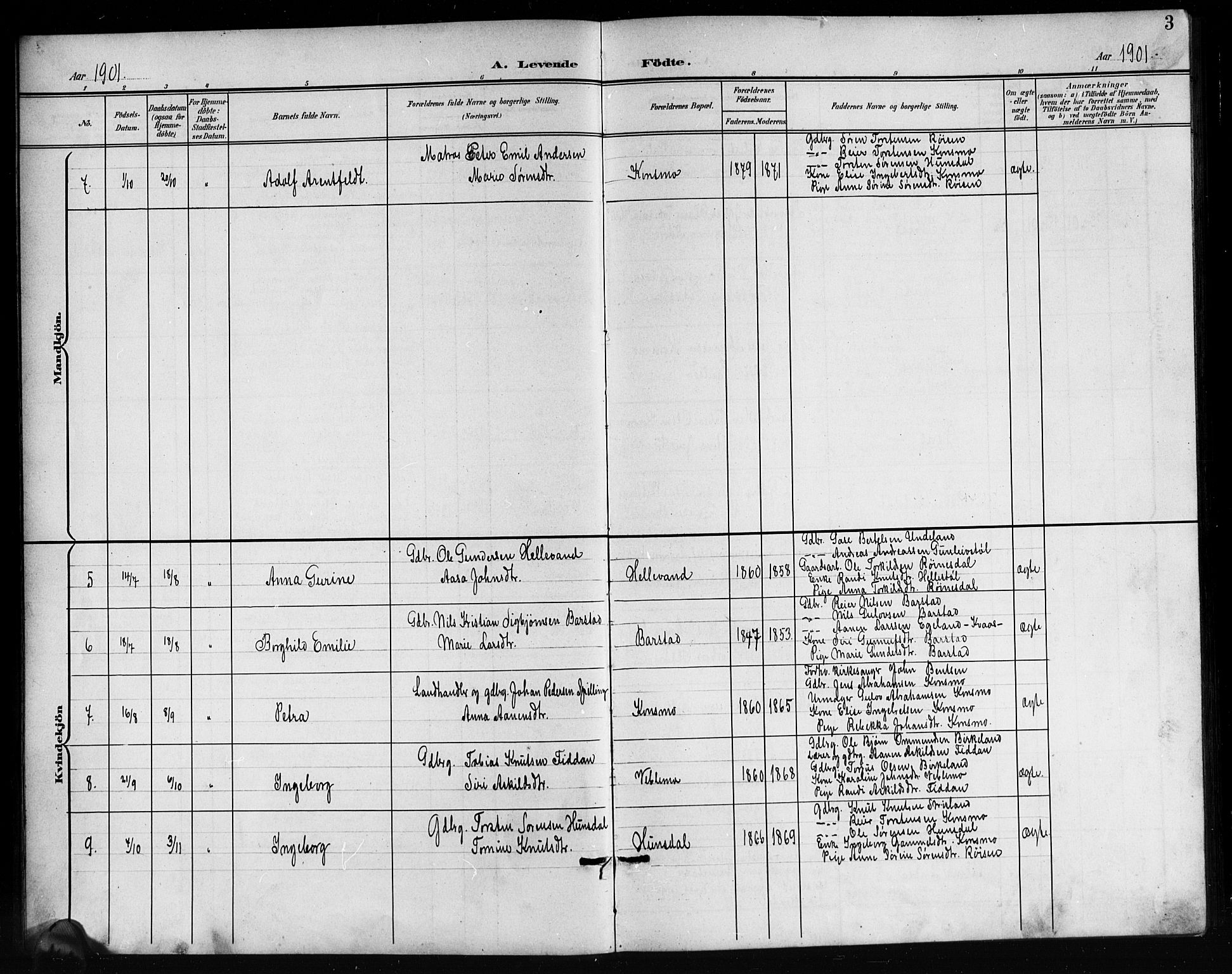 Nord-Audnedal sokneprestkontor, AV/SAK-1111-0032/F/Fb/Fba/L0004: Parish register (copy) no. B 4, 1901-1917, p. 3