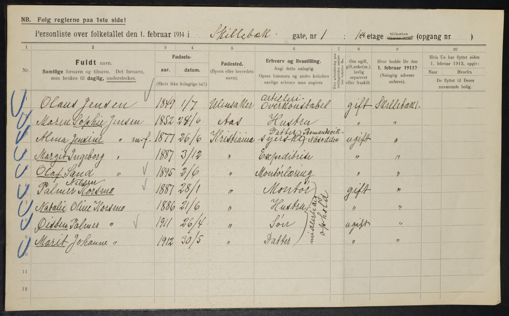 OBA, Municipal Census 1914 for Kristiania, 1914, p. 95330