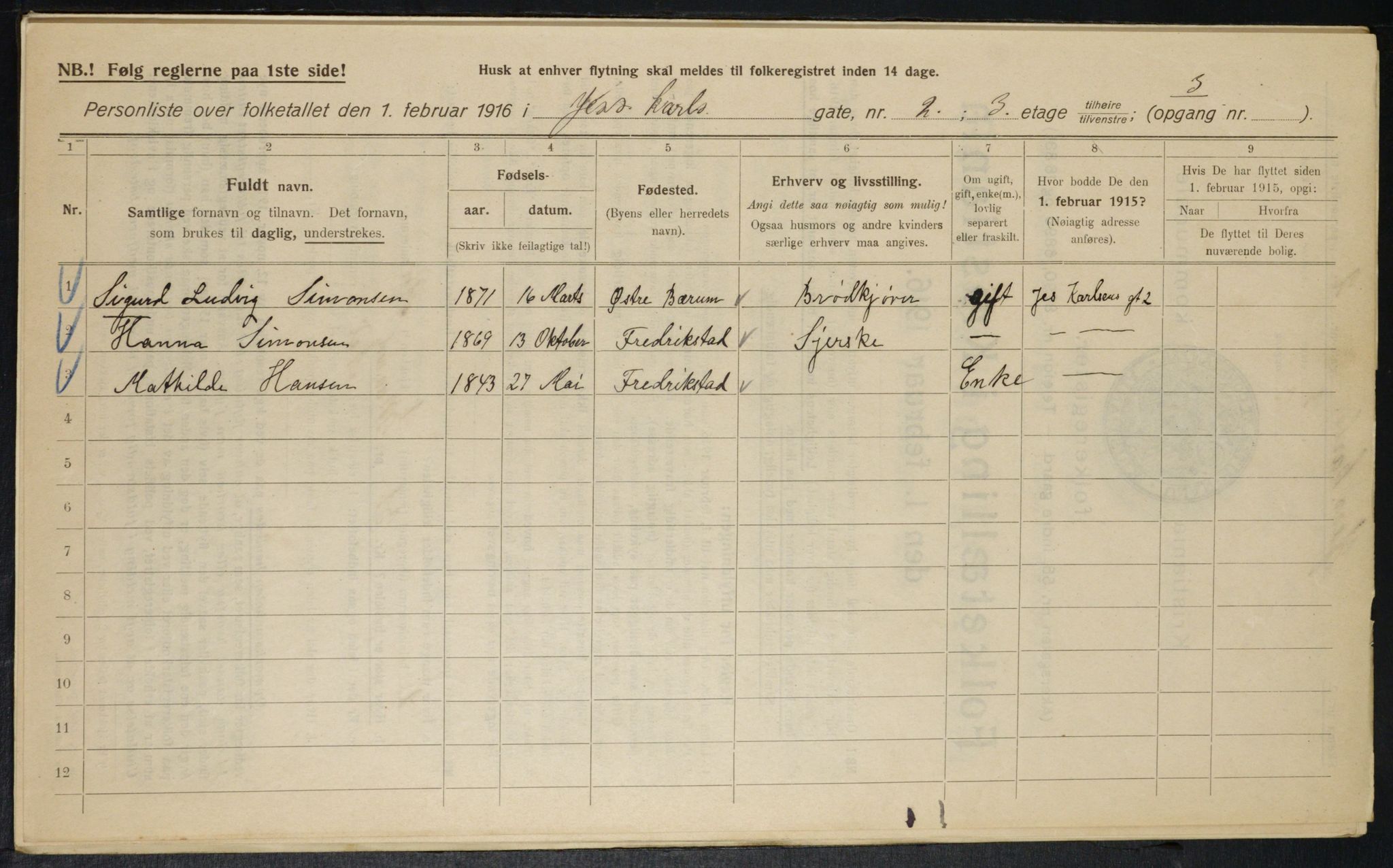 OBA, Municipal Census 1916 for Kristiania, 1916, p. 48056