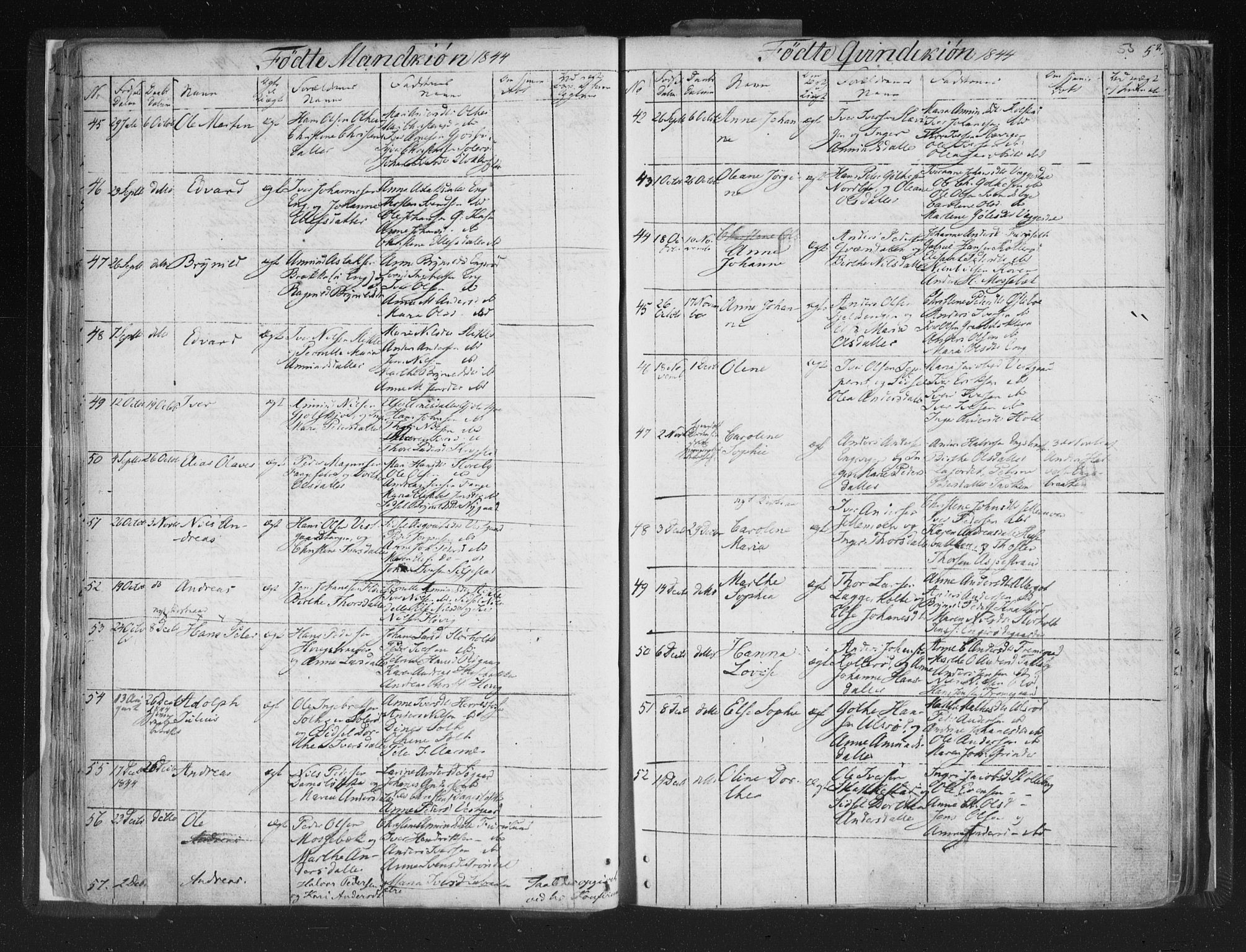 Aremark prestekontor Kirkebøker, AV/SAO-A-10899/F/Fc/L0002: Parish register (official) no. III 2, 1834-1849, p. 53