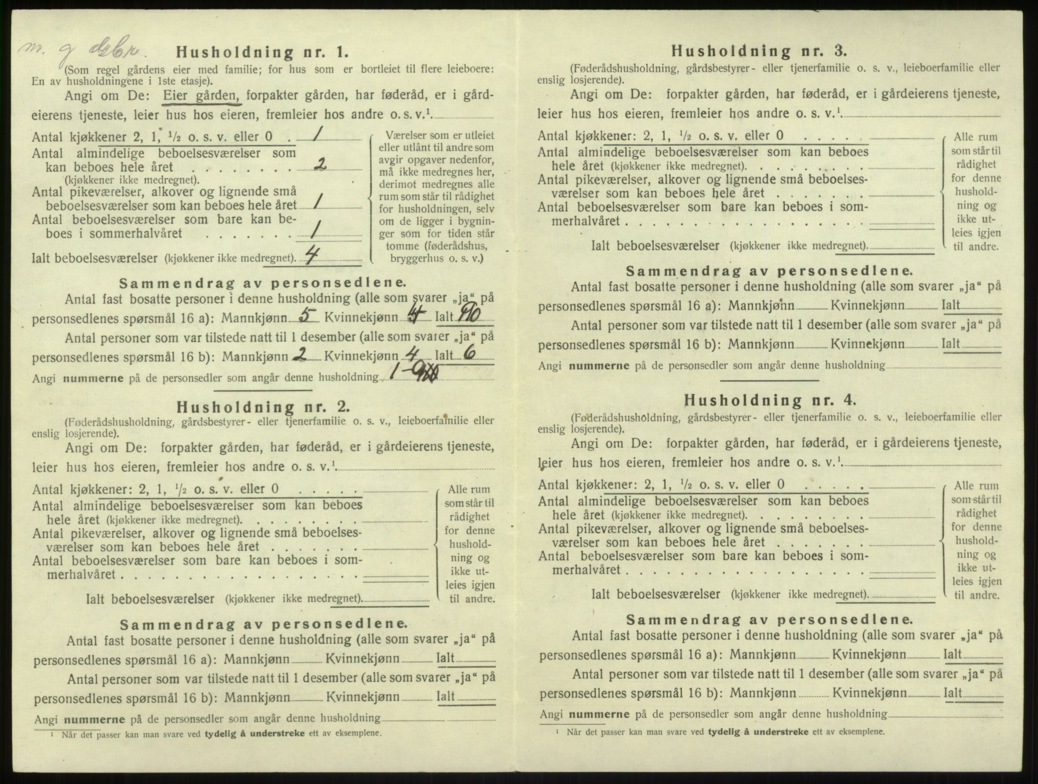 SAB, 1920 census for Brekke, 1920, p. 100