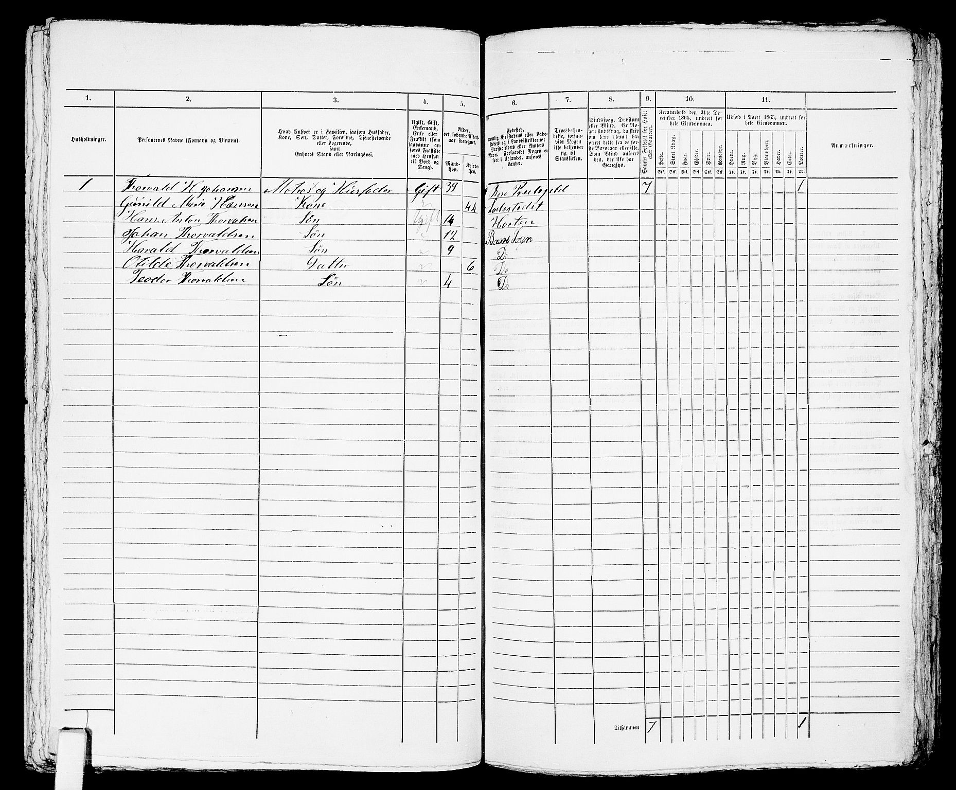 RA, 1865 census for Horten, 1865, p. 1012