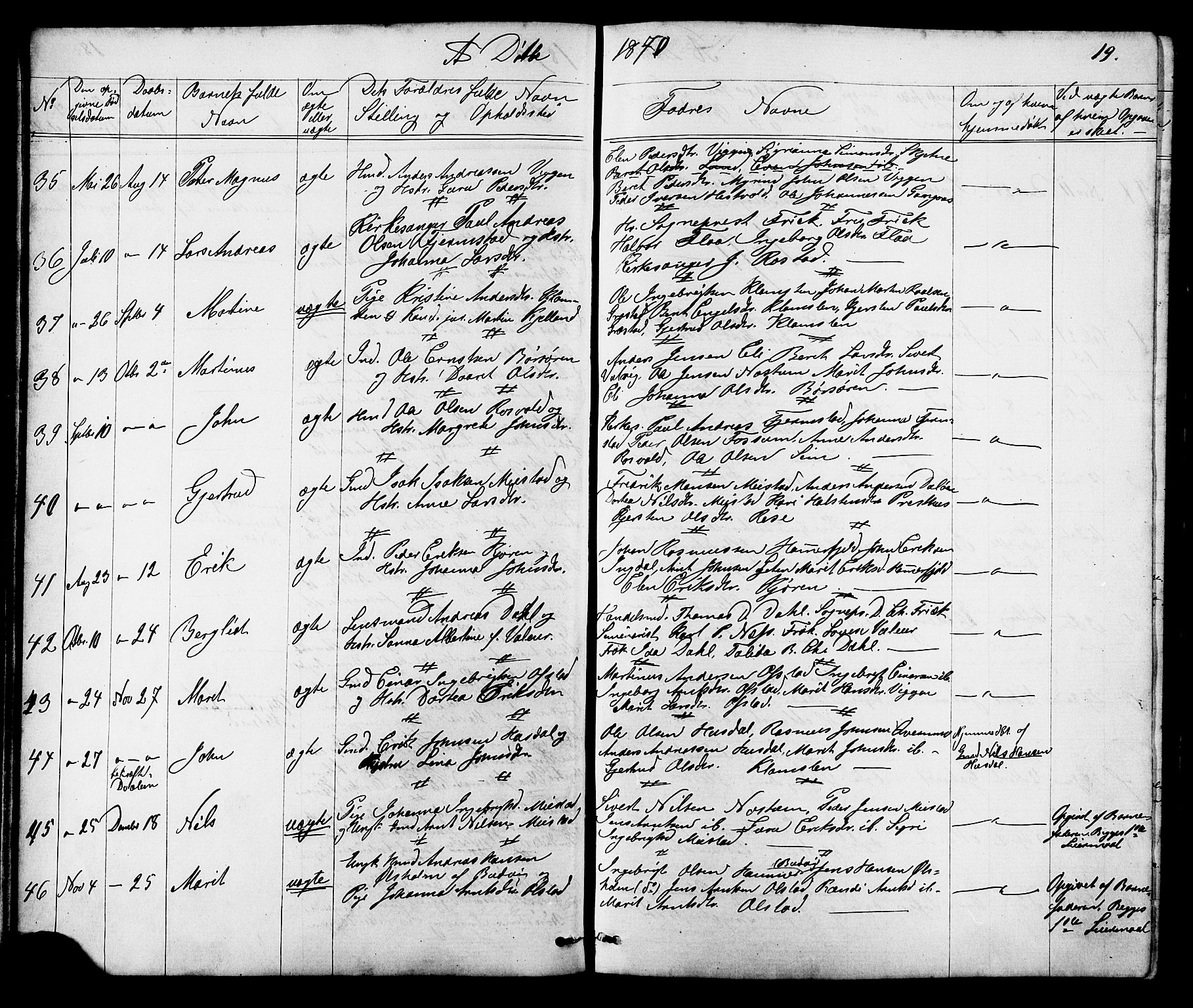Ministerialprotokoller, klokkerbøker og fødselsregistre - Sør-Trøndelag, SAT/A-1456/665/L0777: Parish register (copy) no. 665C02, 1867-1915, p. 19