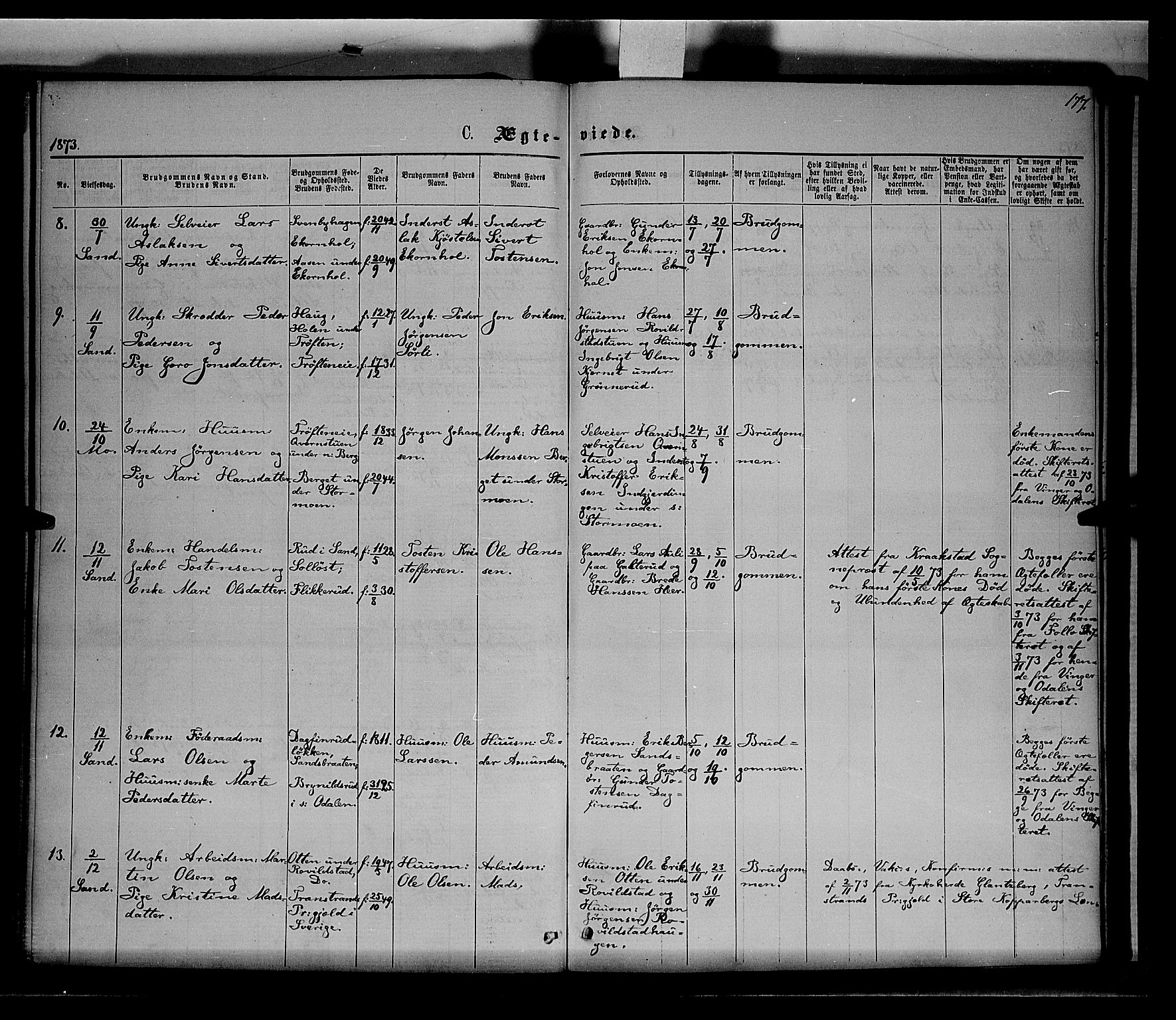 Nord-Odal prestekontor, AV/SAH-PREST-032/H/Ha/Haa/L0004: Parish register (official) no. 4, 1866-1873, p. 177