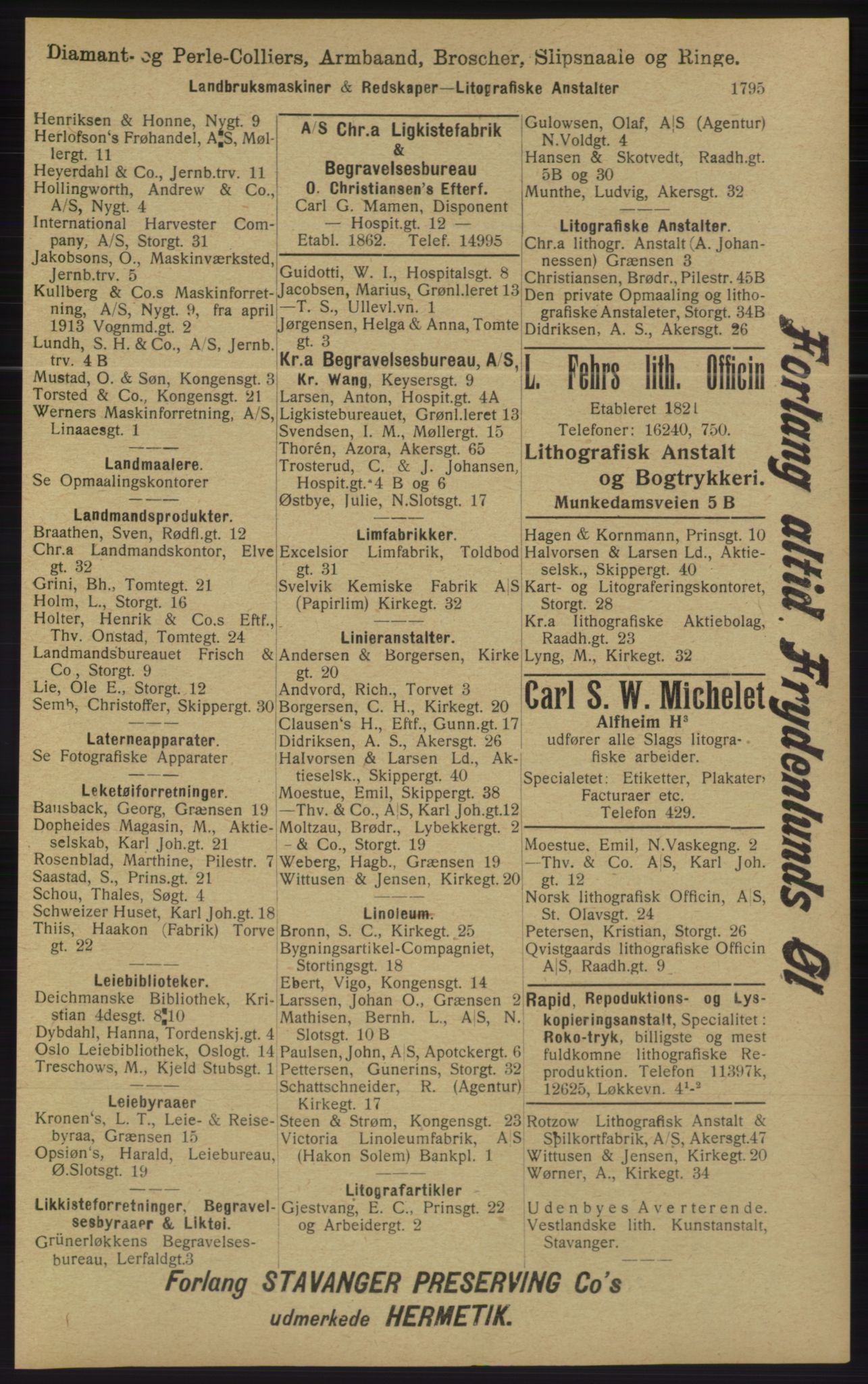 Kristiania/Oslo adressebok, PUBL/-, 1913, p. 1751