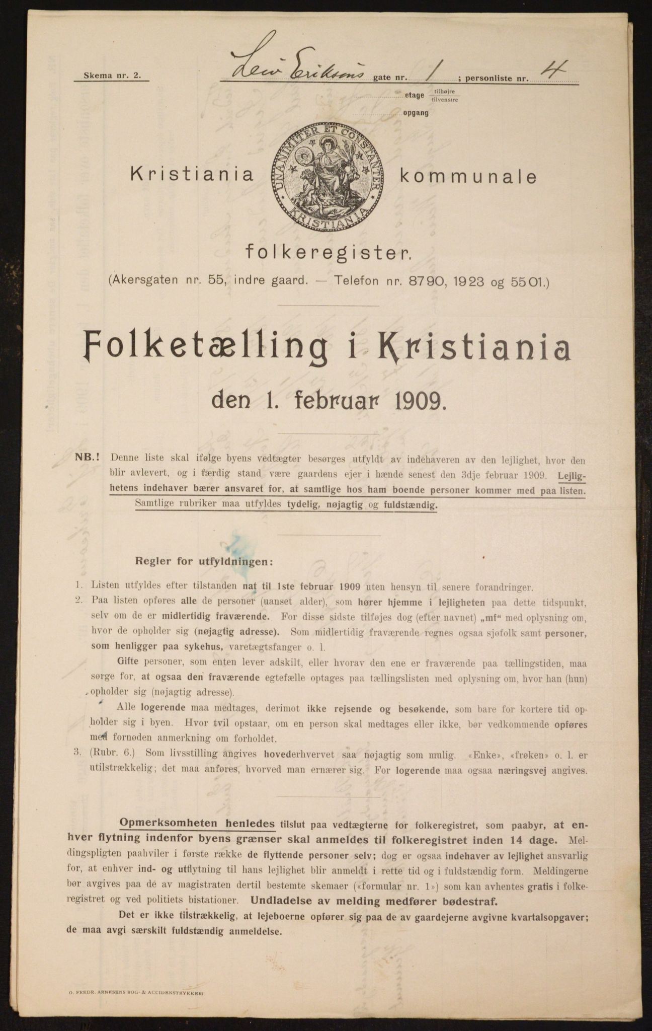 OBA, Municipal Census 1909 for Kristiania, 1909, p. 52410