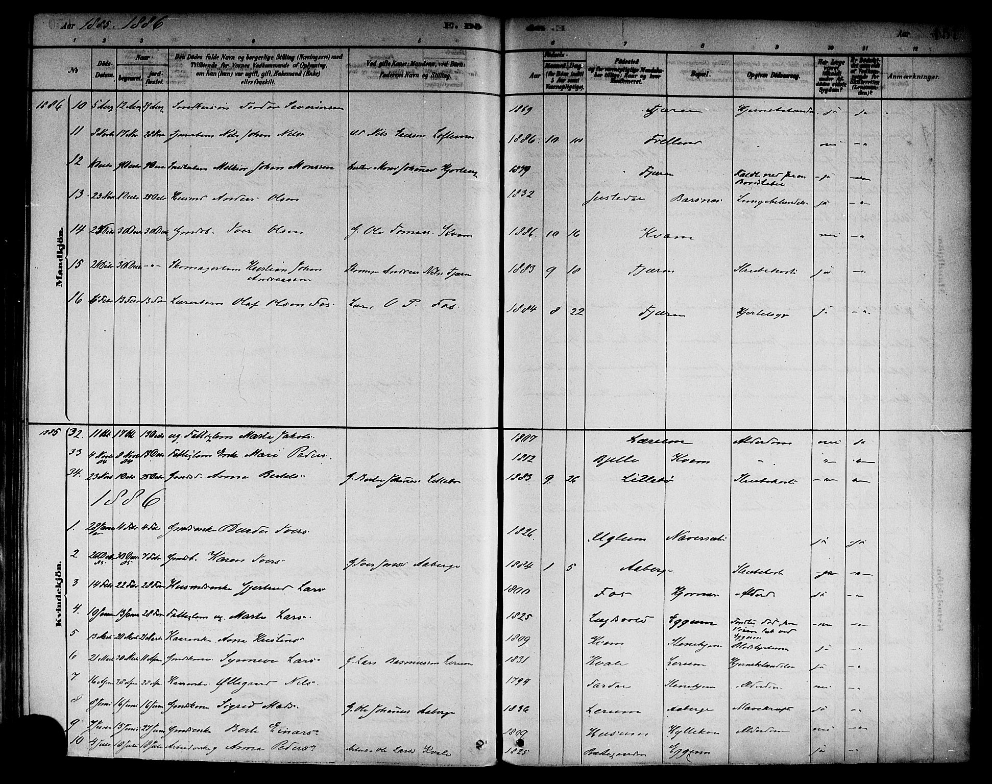 Sogndal sokneprestembete, AV/SAB-A-81301/H/Haa/Haab/L0001: Parish register (official) no. B 1, 1878-1899, p. 151